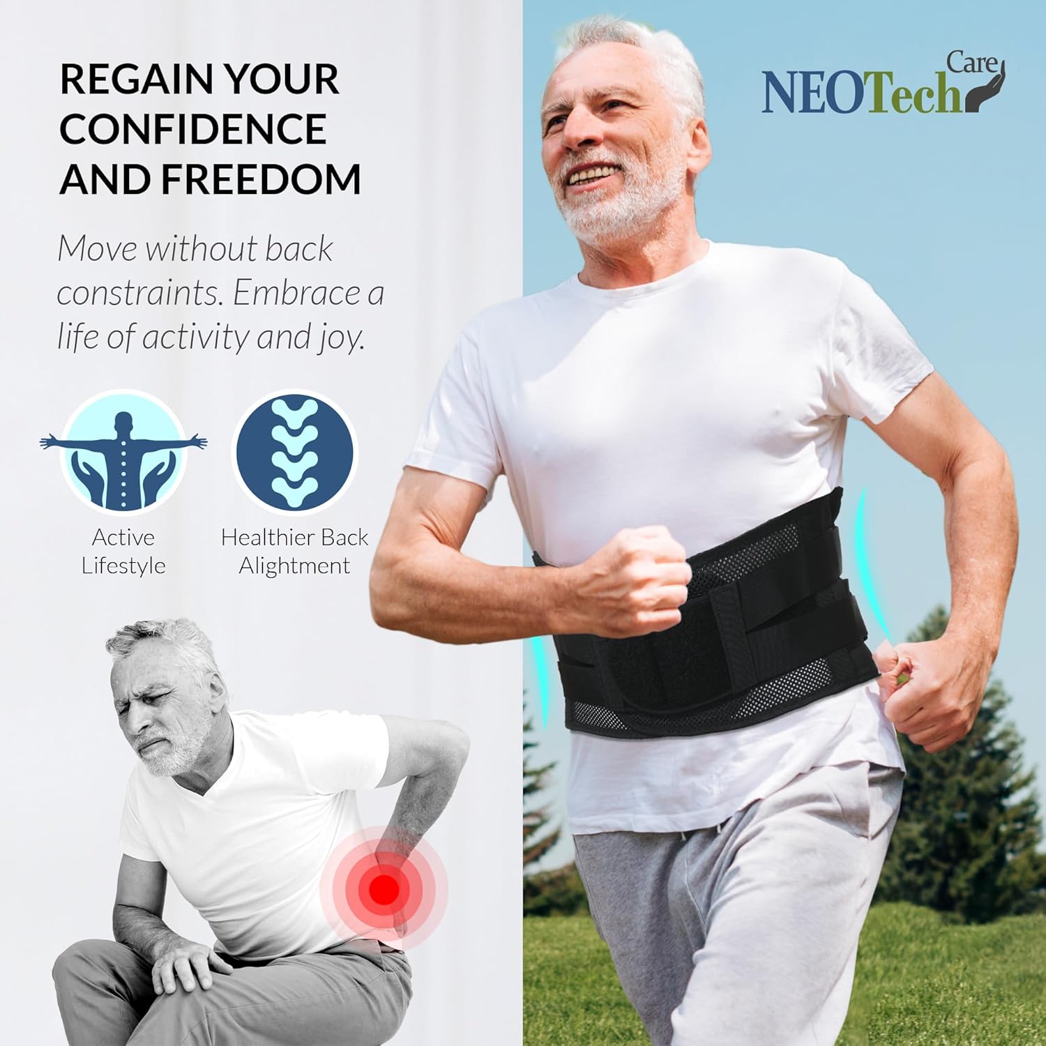 NeoTech Care Lumbar Back Support Belt Lower Back Brace

