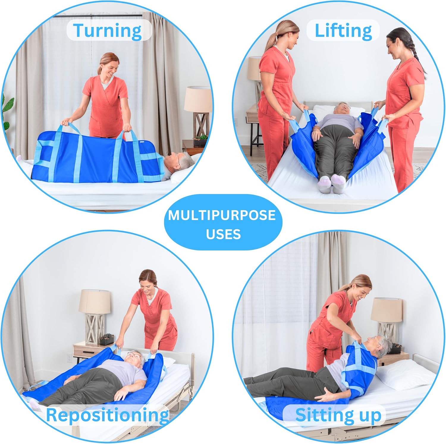 EYRA Bed Positioning Pad with Reinforced Handles for Patient Transfers 40 x 48 in

