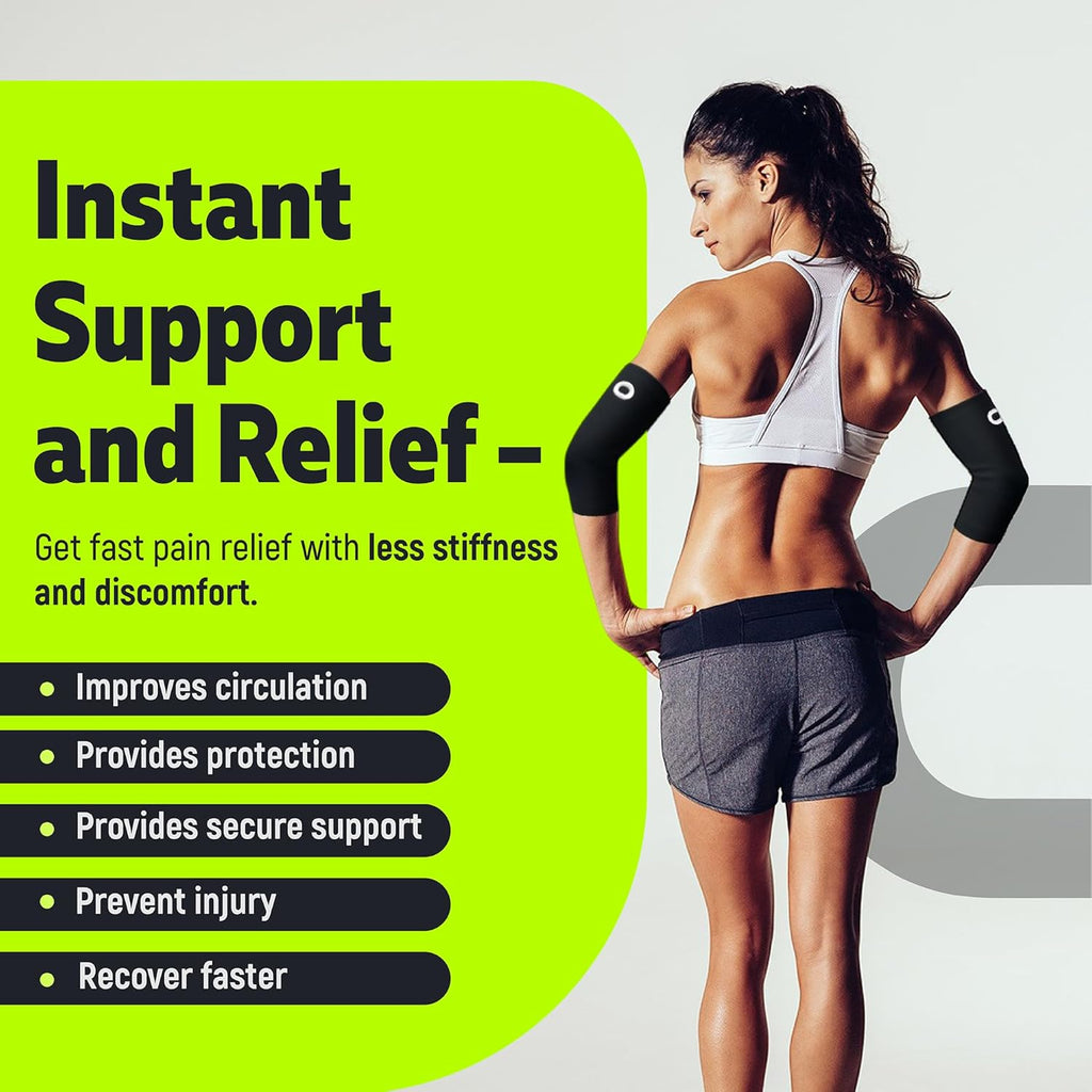 Elbow Compression Sleeve for Tendonitis, Tennis Elbow, Arthritis, Pair

