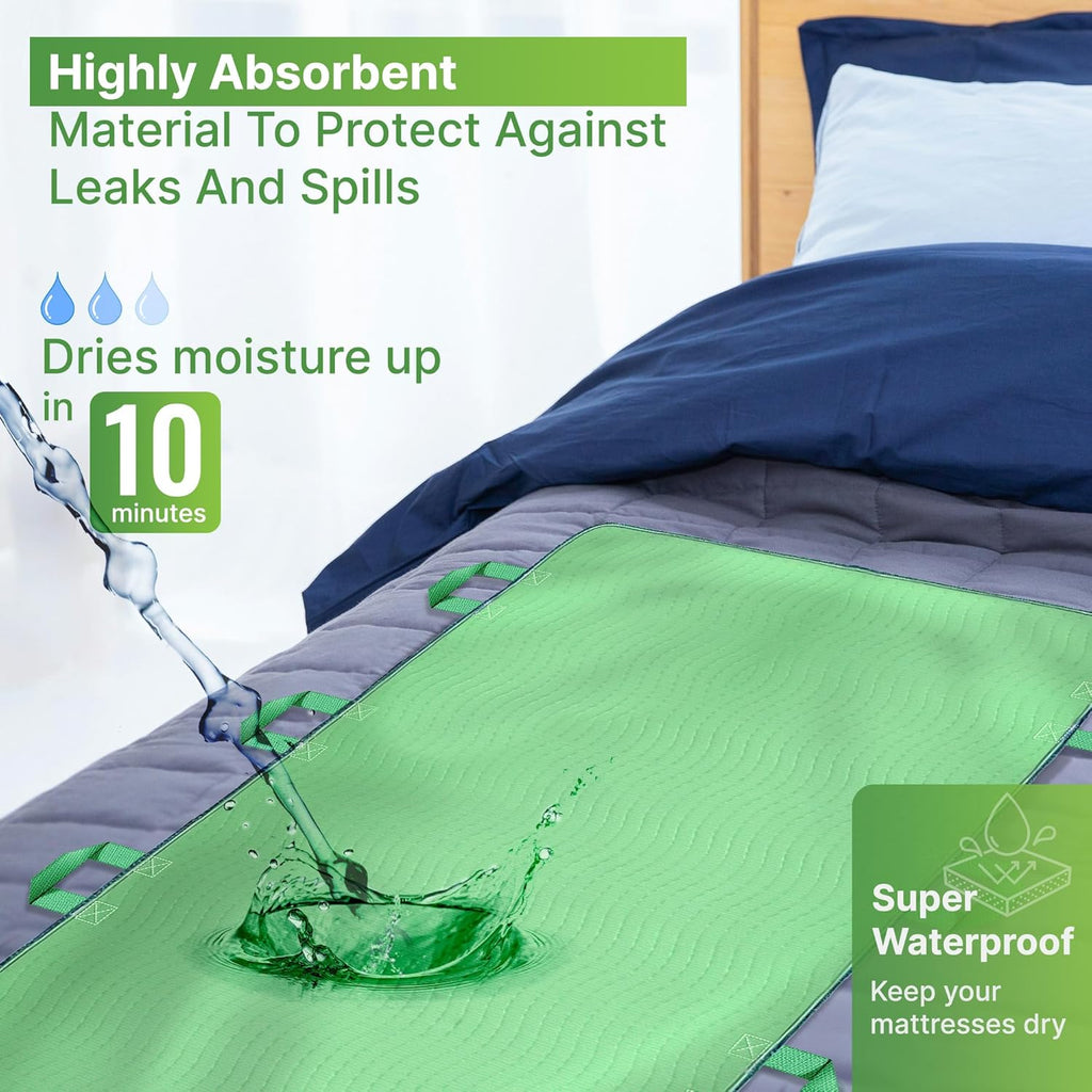 Absorbent Positioning Bed Pads for Elderly, Washable Waterproof Incontinence Underpads

