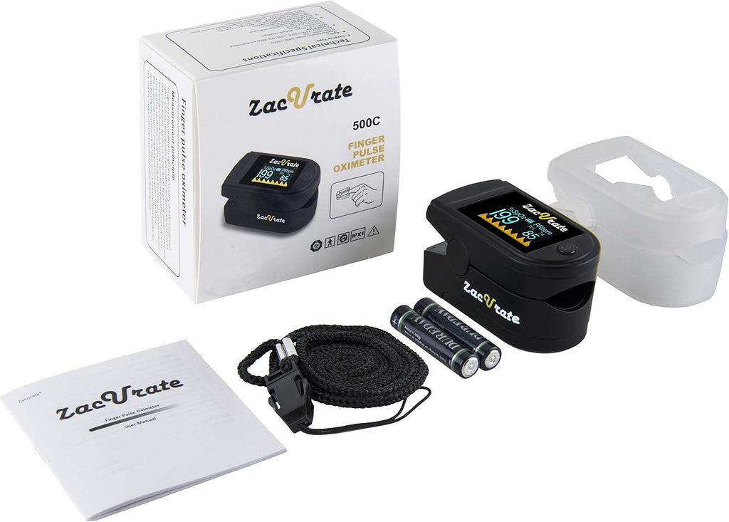 Zacurate 500C Elite Fingertip Pulse Oximeter with Silicon Cover, Batteries & Lanyard

