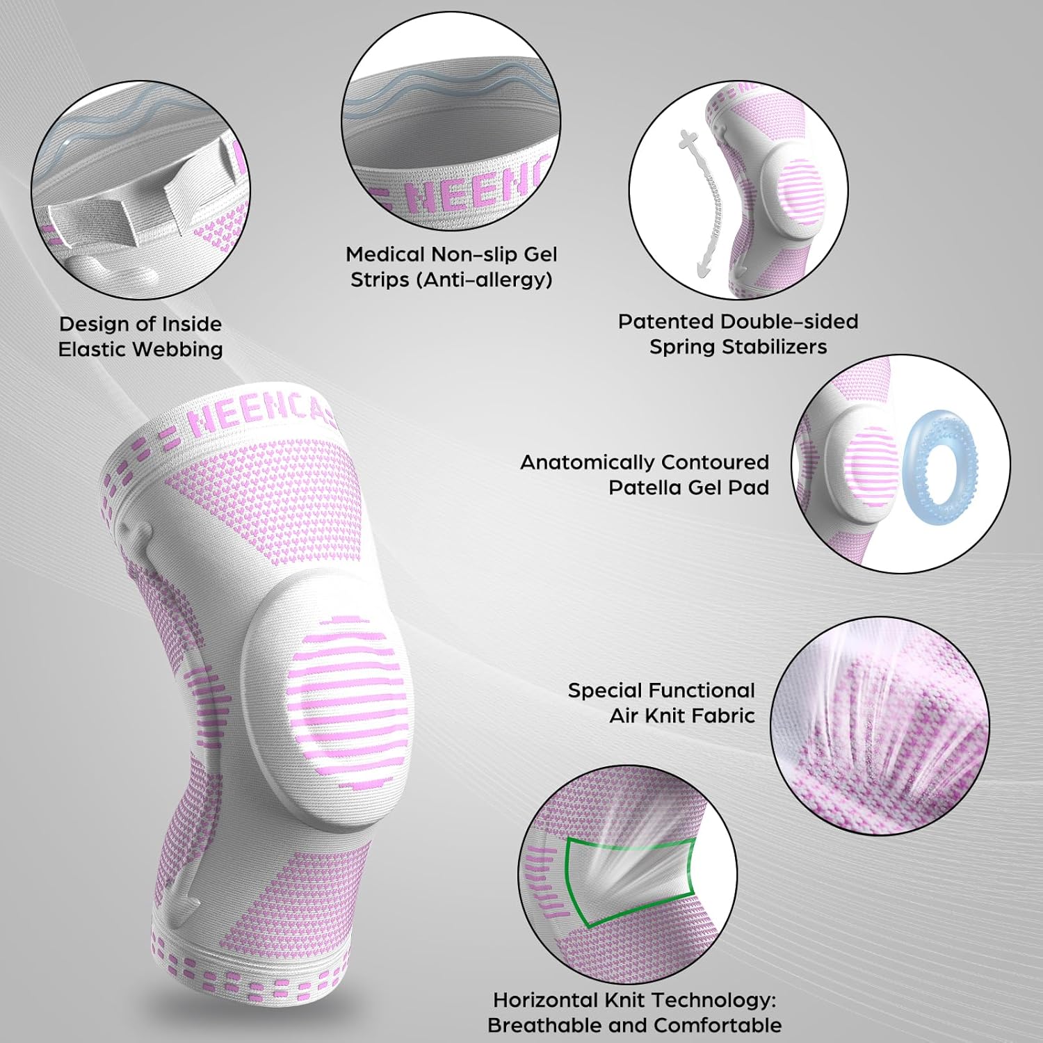NEENCA Professional Knee Brace for Pain Relief with Patella Gel Pad & Stabilizers

