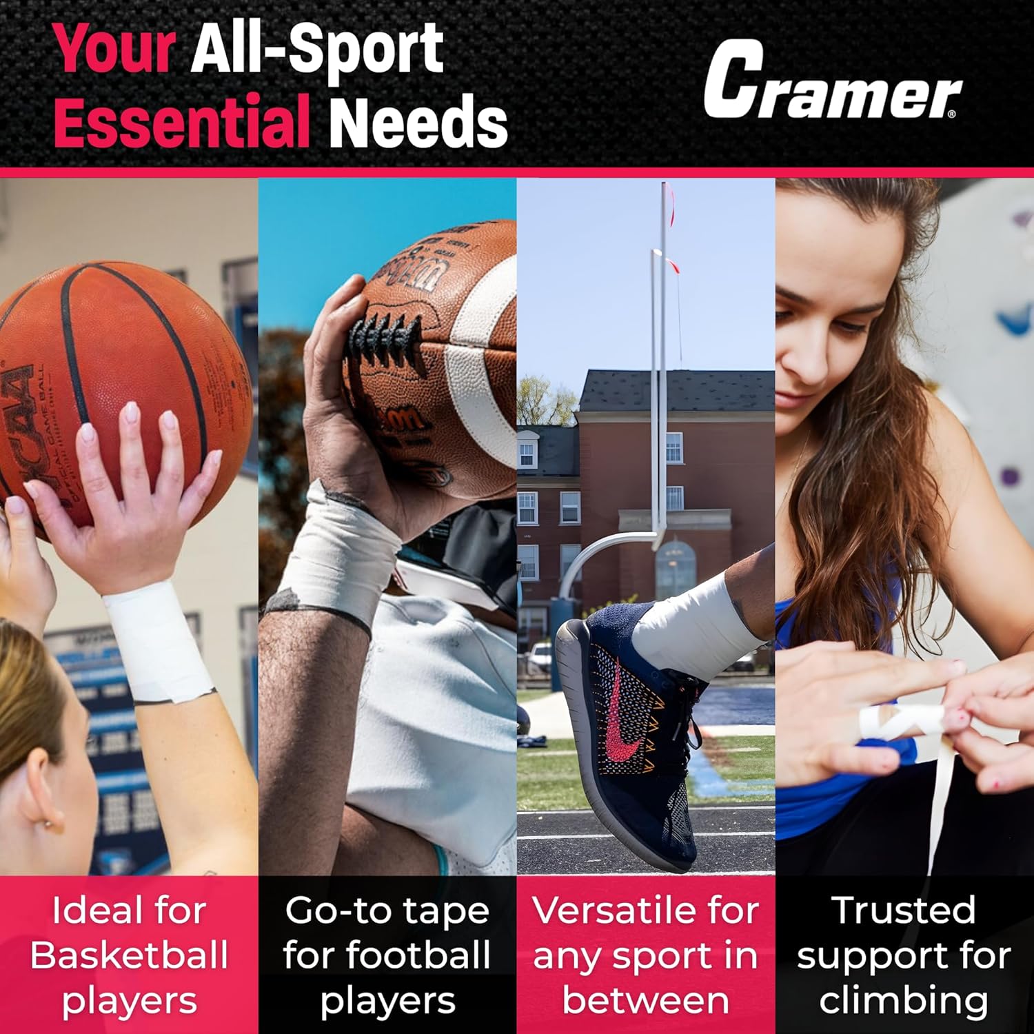 Cramer 950 Premium Athletic Tape, Breathable Cotton, Latex-Free Adhesive, 1.5in x 15yd

