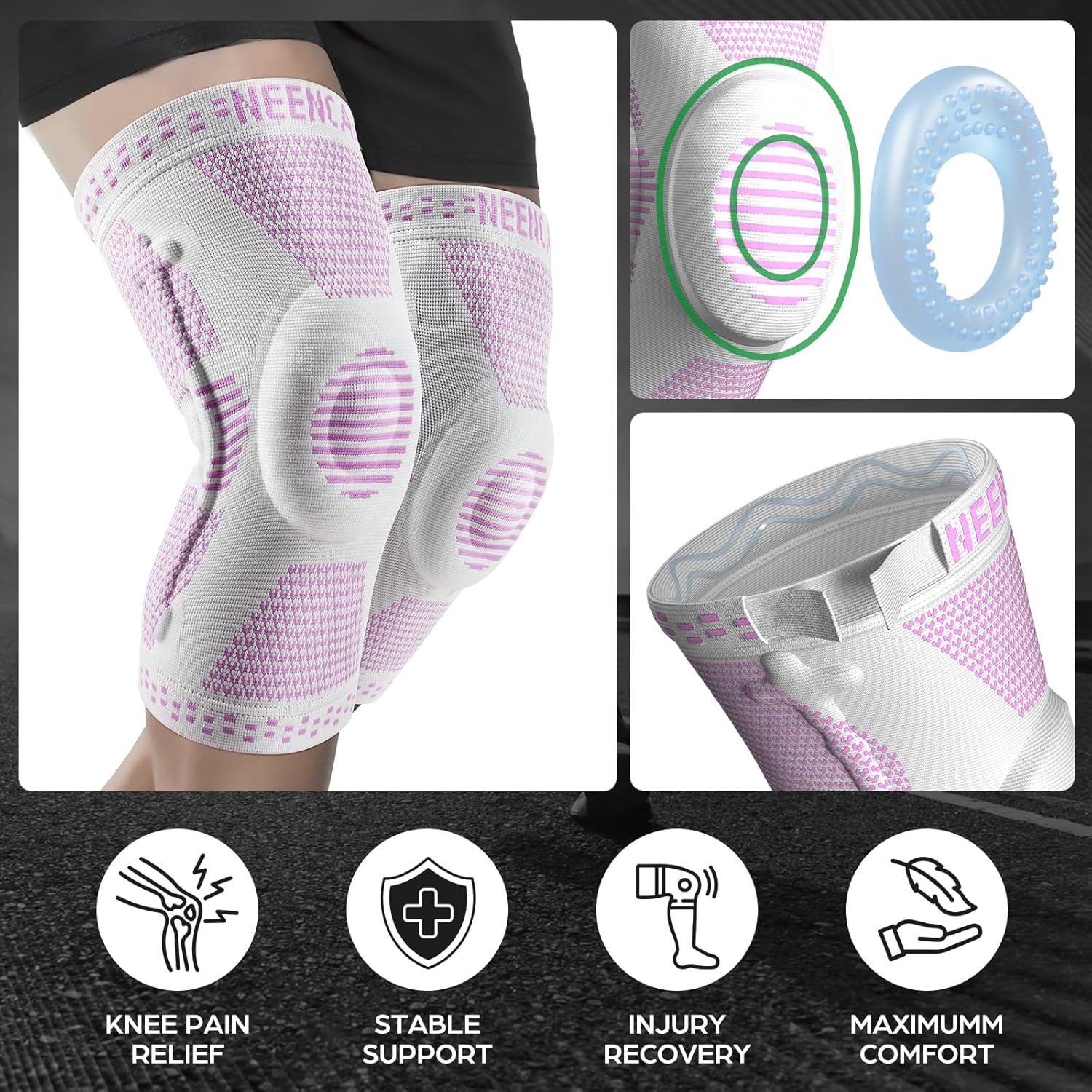 NEENCA Professional Knee Brace for Pain Relief with Patella Gel Pad & Stabilizers

