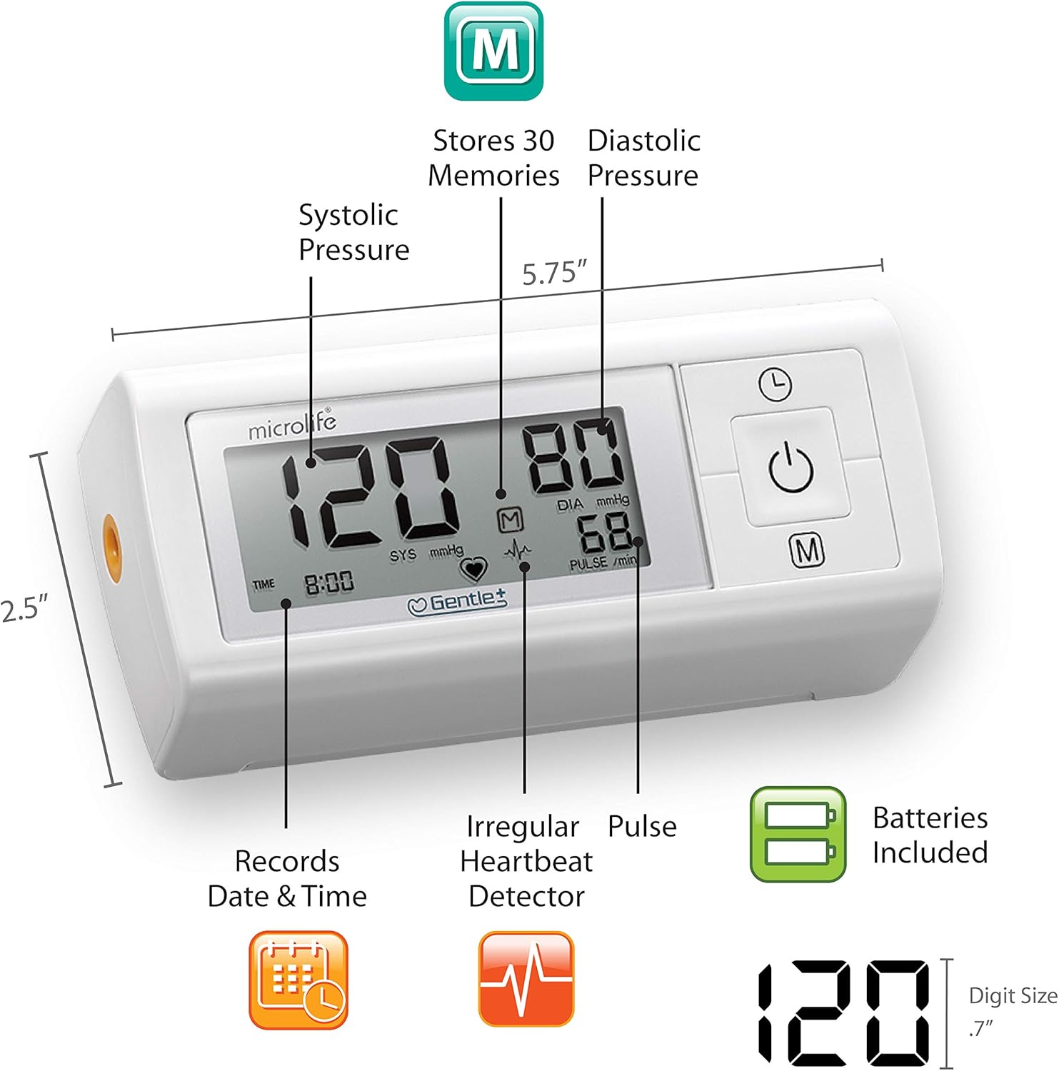 Microlife Series 200 Automatic Upper Arm Blood Pressure Monitor with Memory Recall

