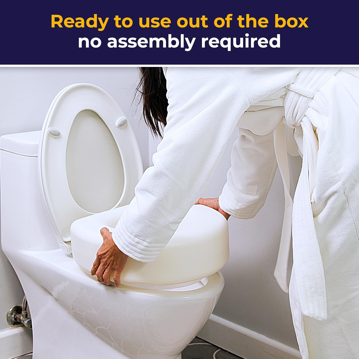 AquaSense Raised Toilet Seat Riser, 4 Inch Portable Elevated Toilet Seat for Mobility

