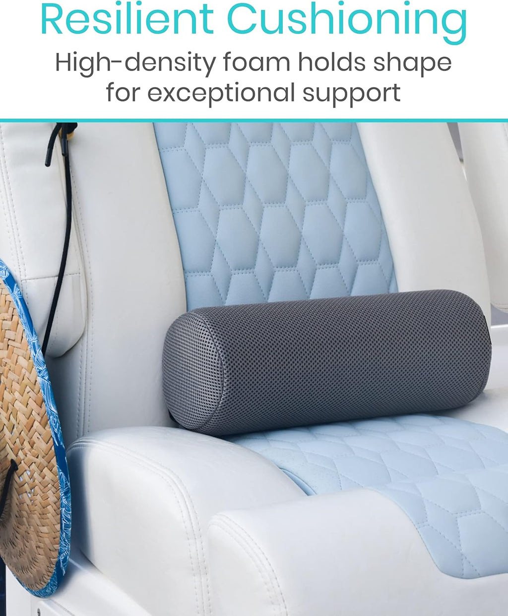 Vive Lumbar Roll Pillow for Lower Back Support, Ergonomic Cushion for Office Chair

