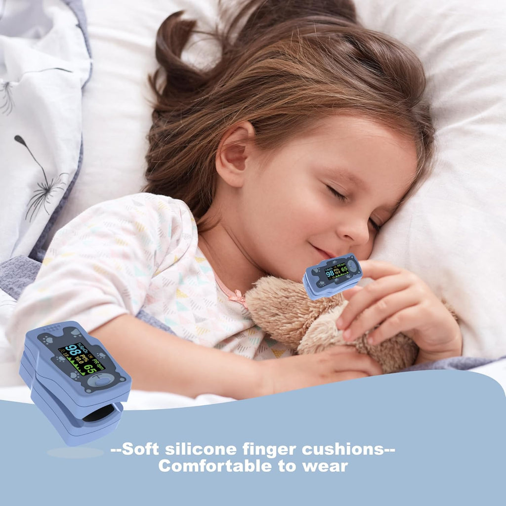 VOLUETH Kids Finger Pulse Oximeter OLED SpO2 Heart Rate Respiratory Rate

