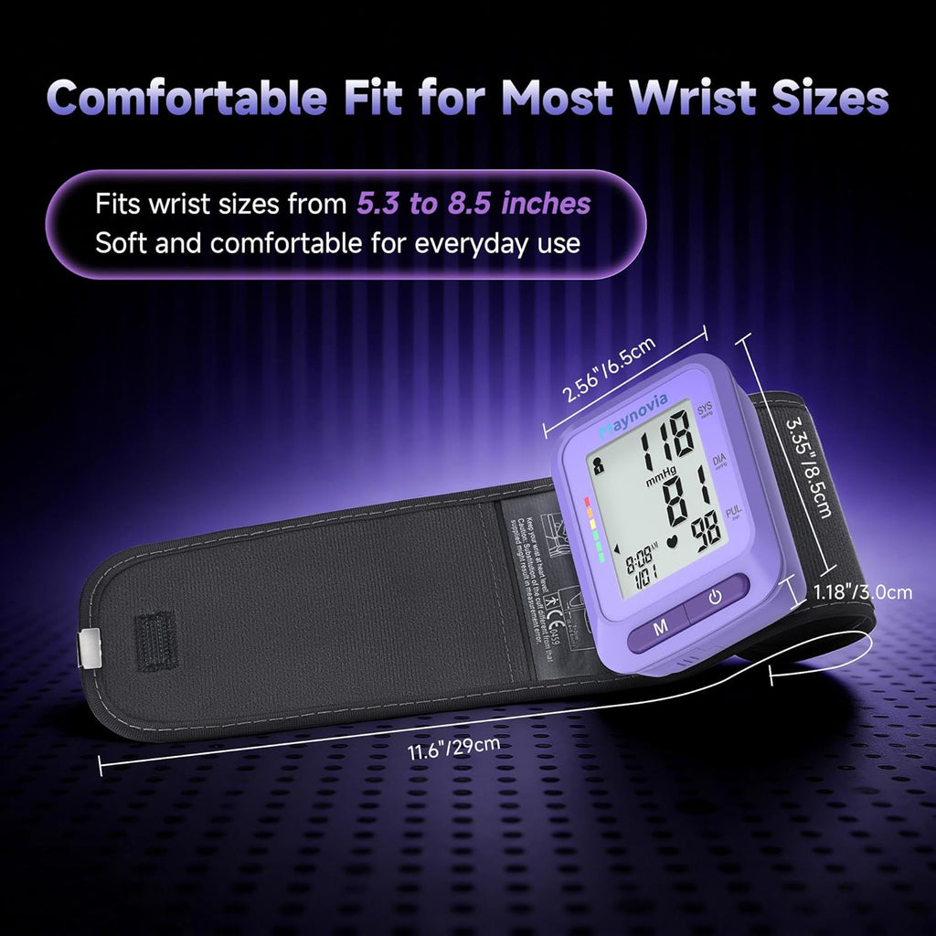 Dual-User Wrist Blood Pressure Monitor with LCD Display and 120 Memory for Home Use

