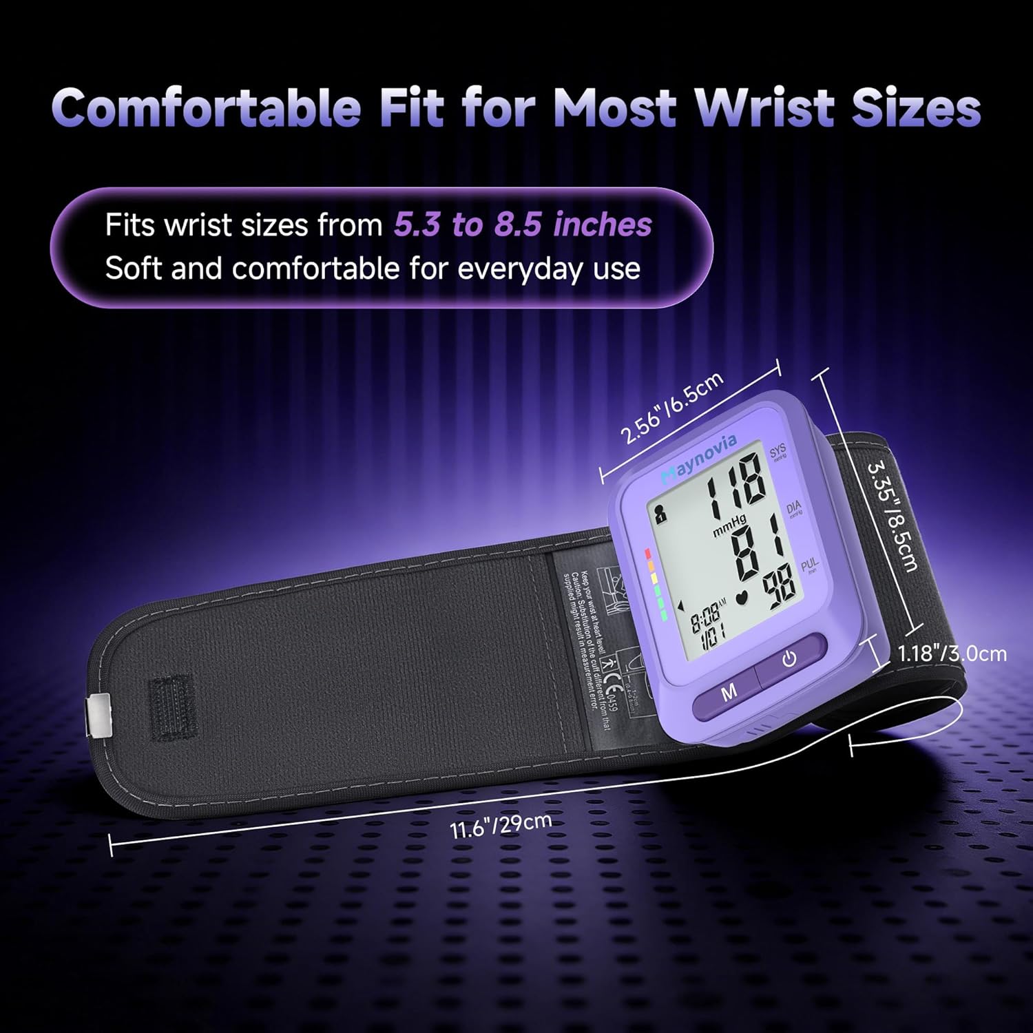 Dual-User Wrist Blood Pressure Monitor with LCD Display and 120 Memory for Home Use

