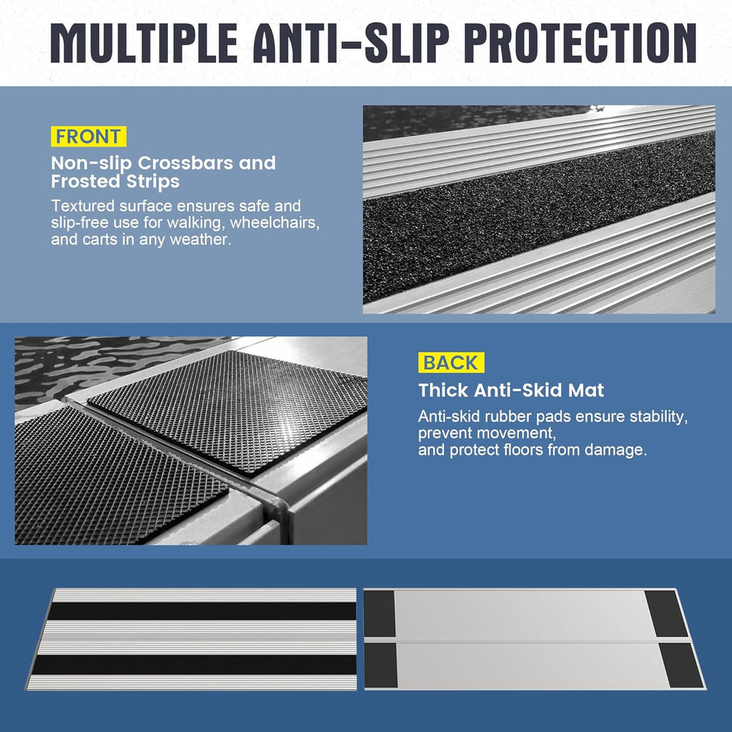 Nuvium Modular Aluminum Threshold Ramp for Doorways, Curb and Step Access, 1100 lb


