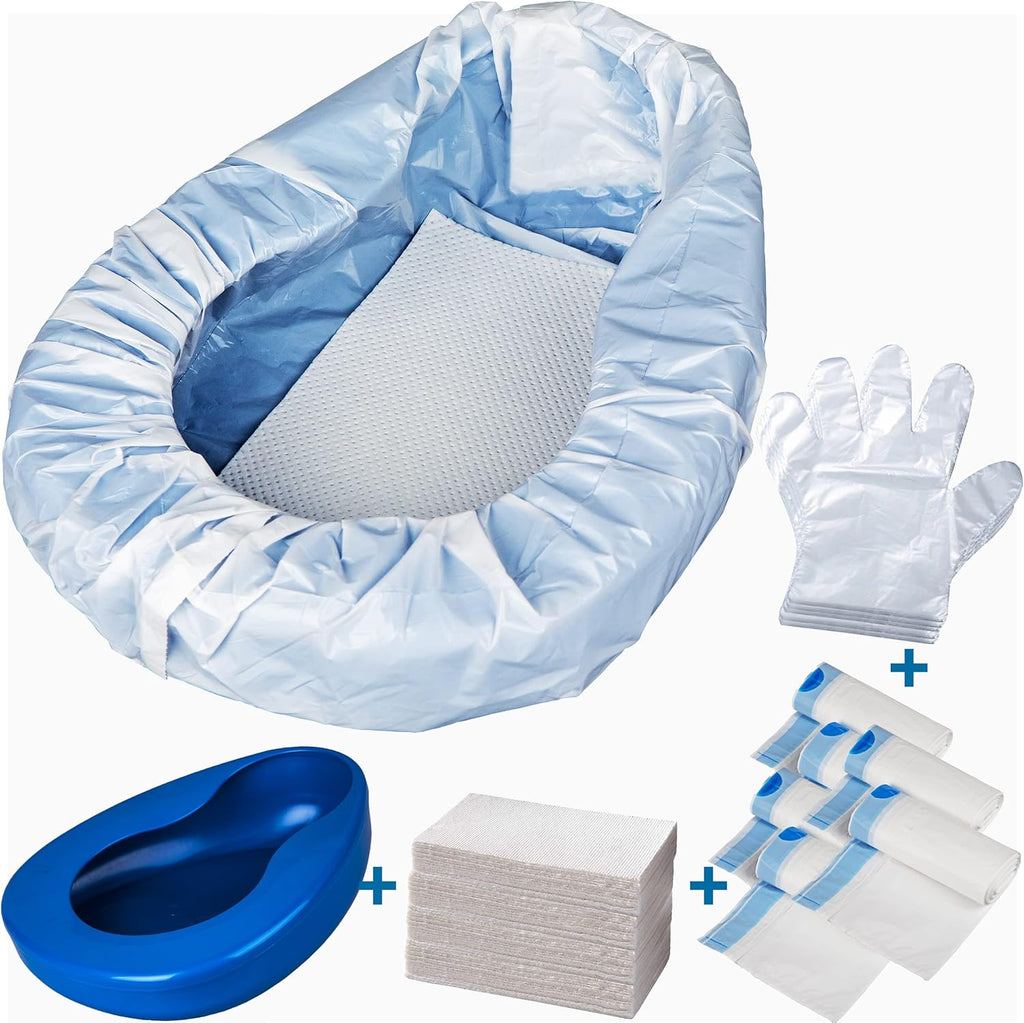 MINIVON Bedpan Set with Disposable Liners and Super Absorbent Pads

