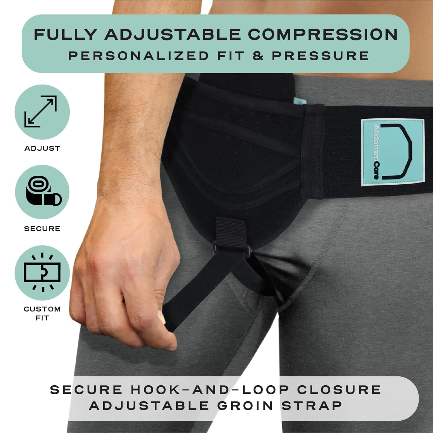 Abdomencare Inguinal Hernia Support Belt for Men & Women with 2 Compression Pads

