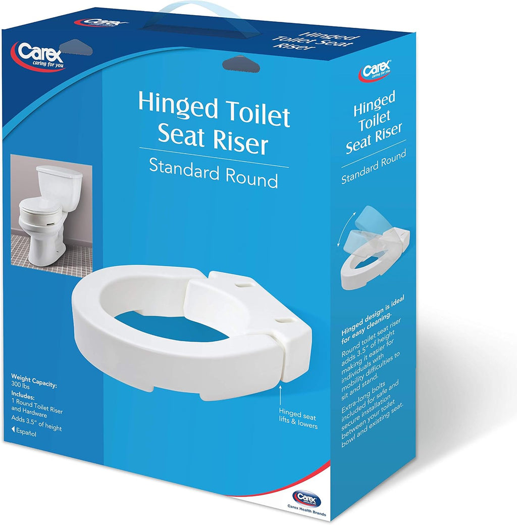 Carex Hinged Toilet Seat Riser, 3.5 in Height, 300 lb Capacity, Slip-Resistant

