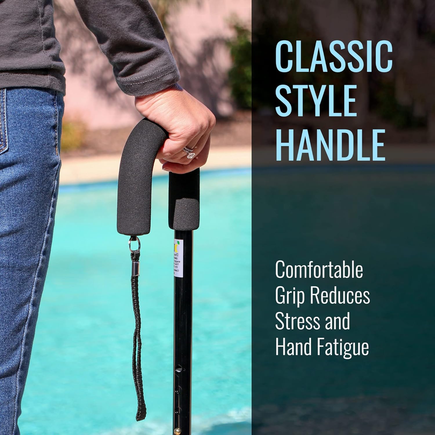 DMI Deluxe Adjustable Walking Cane with Comfort Grip Handle and Strap

