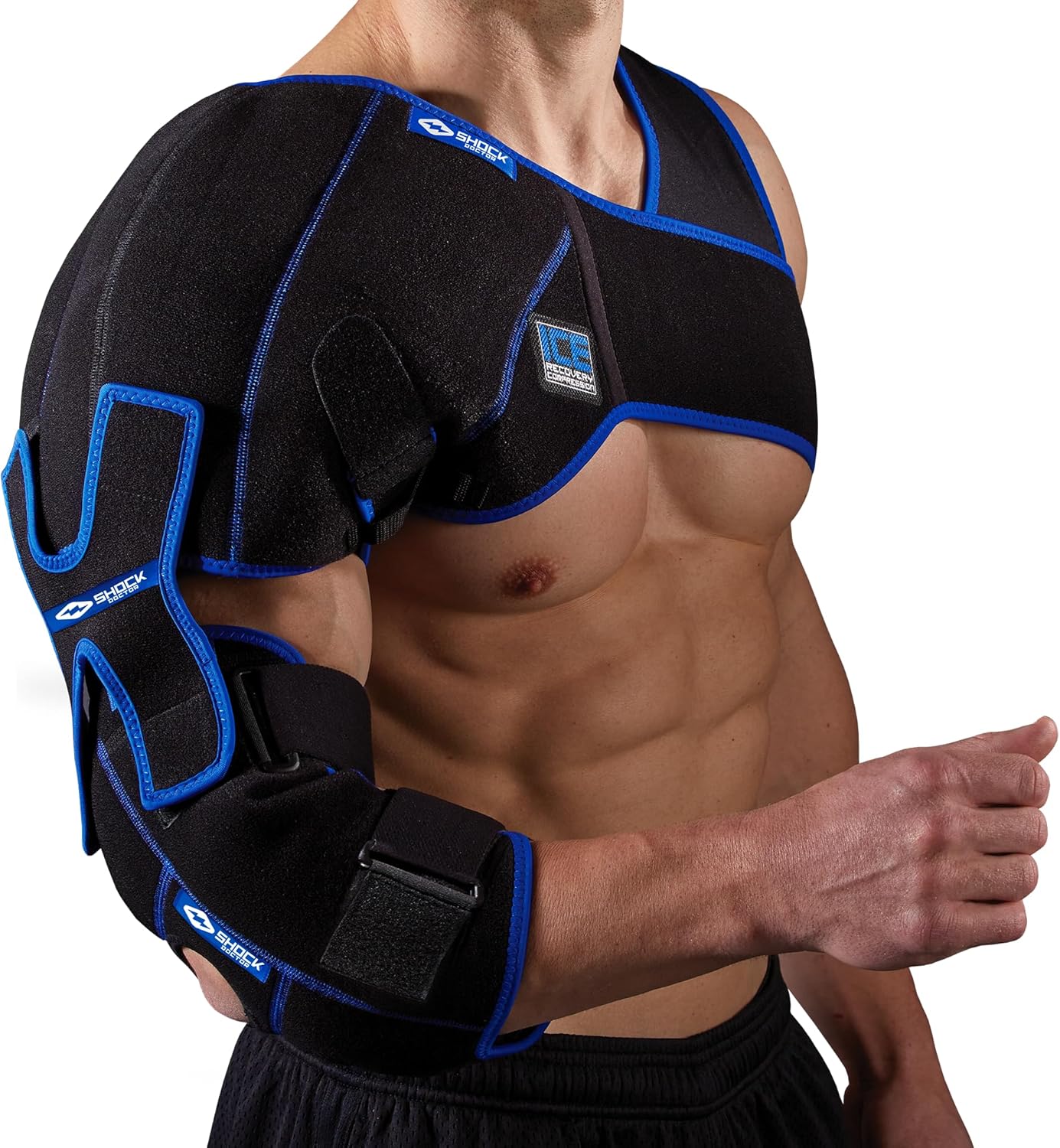 Shock Doctor Ice/Heat Compression Shoulder & Elbow Wrap Brace with Gel Packs

