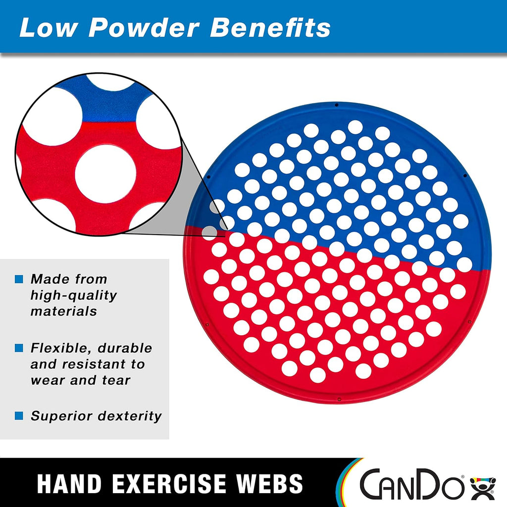 CanDo Hand Exercise Web Therapy Device for Grip Strengthening, Portable, Low Powder

