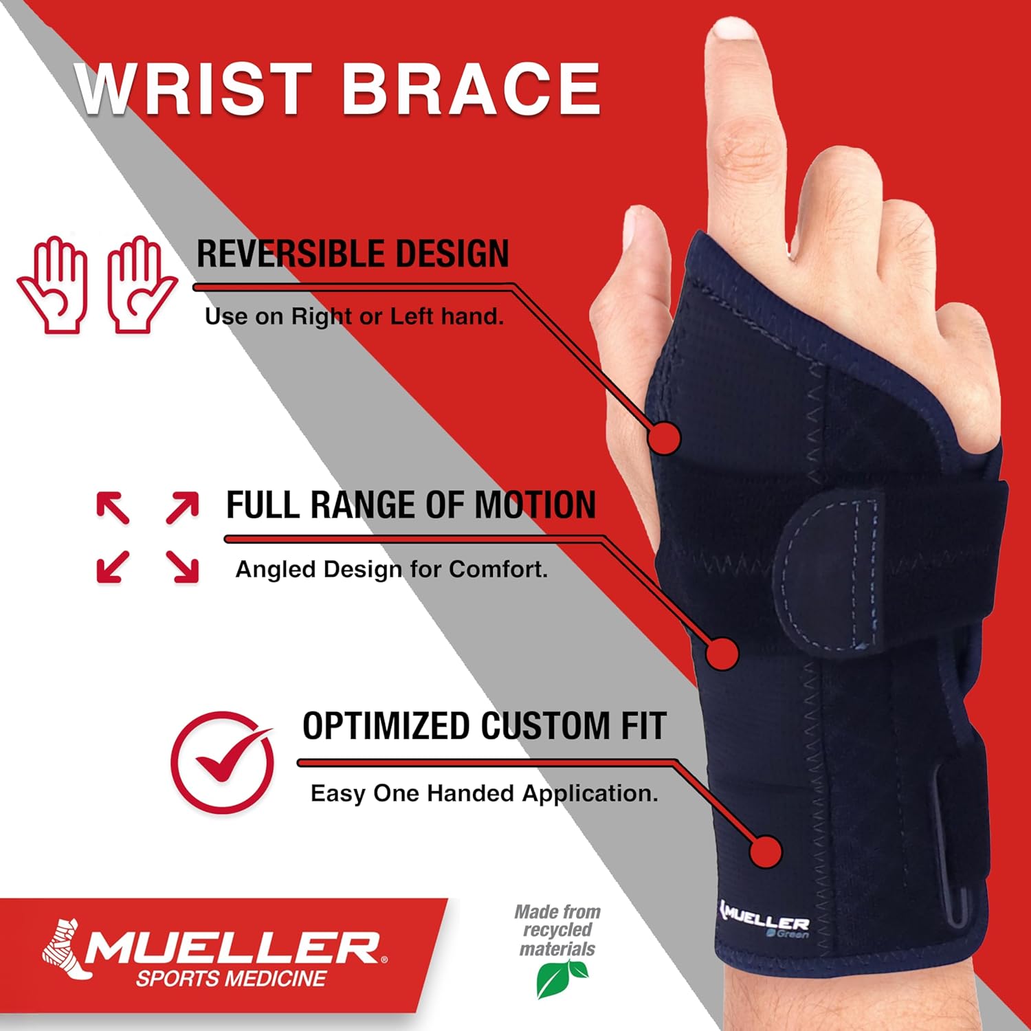 Mueller Sports Medicine Reversible Wrist Brace, Adjustable Wrist Pain Support

