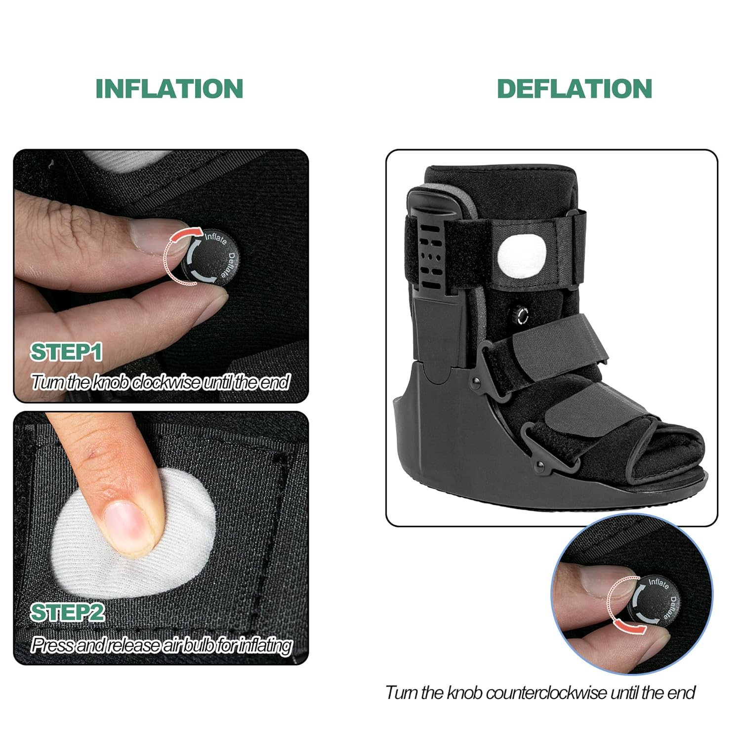 Jewlri Air Fracture Walking Boot with Rocker Sole, Ankle Support Brace

