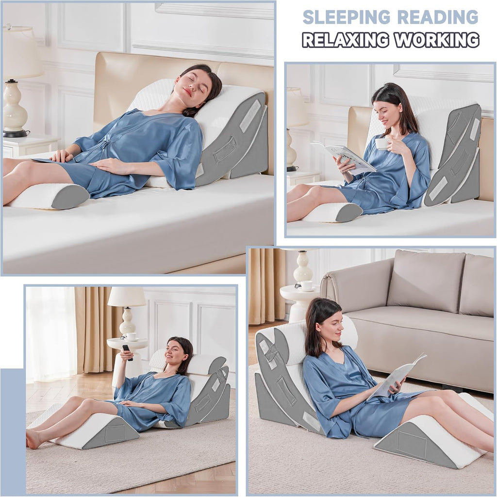 Yojoker Orthopedic Bed Wedge Pillow Set, Adjustable Triangle Memory Foam

