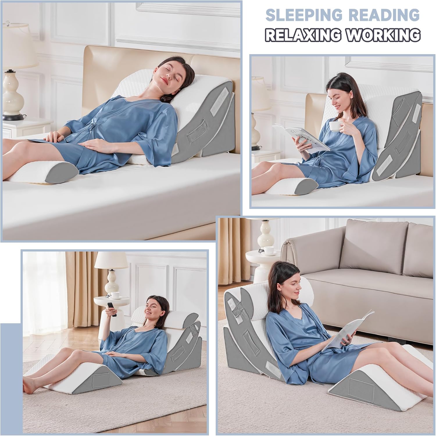 Yojoker Orthopedic Bed Wedge Pillow Set, Adjustable Triangle Memory Foam

