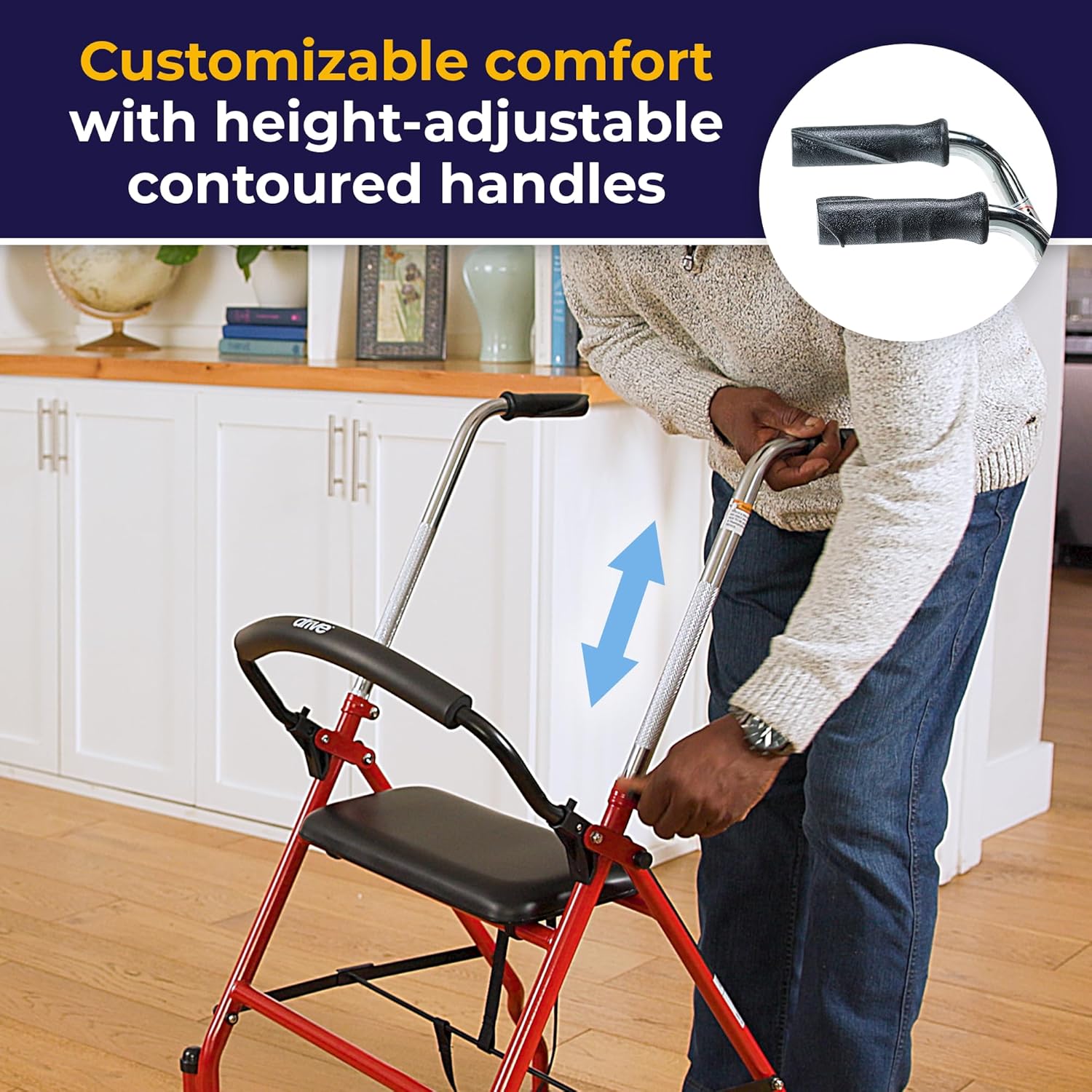 Drive Medical 1239RD Foldable Rollator Walker with Seat

