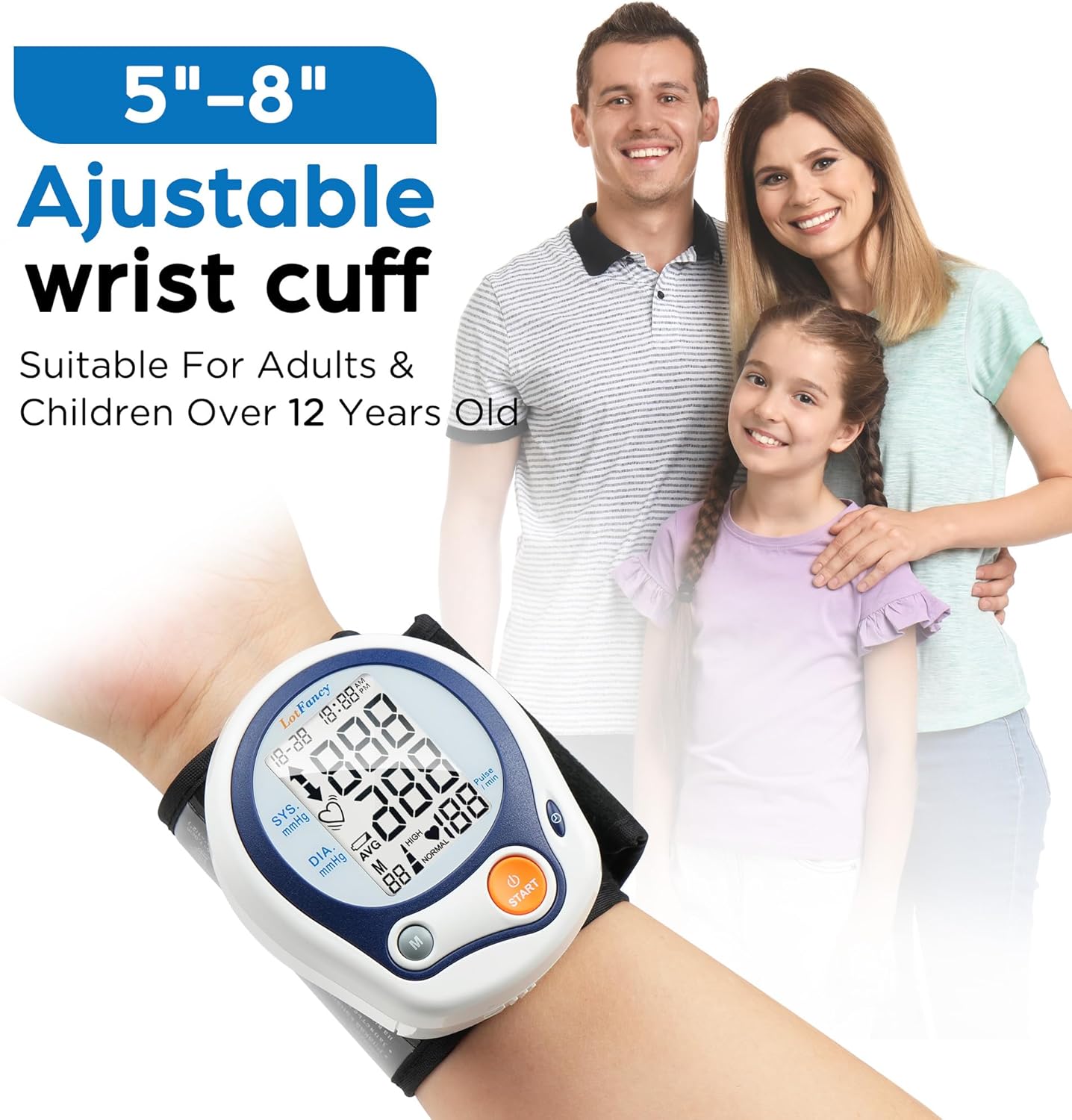 LotFancy Digital Automatic Wrist Blood Pressure Monitor with Carrying Case

