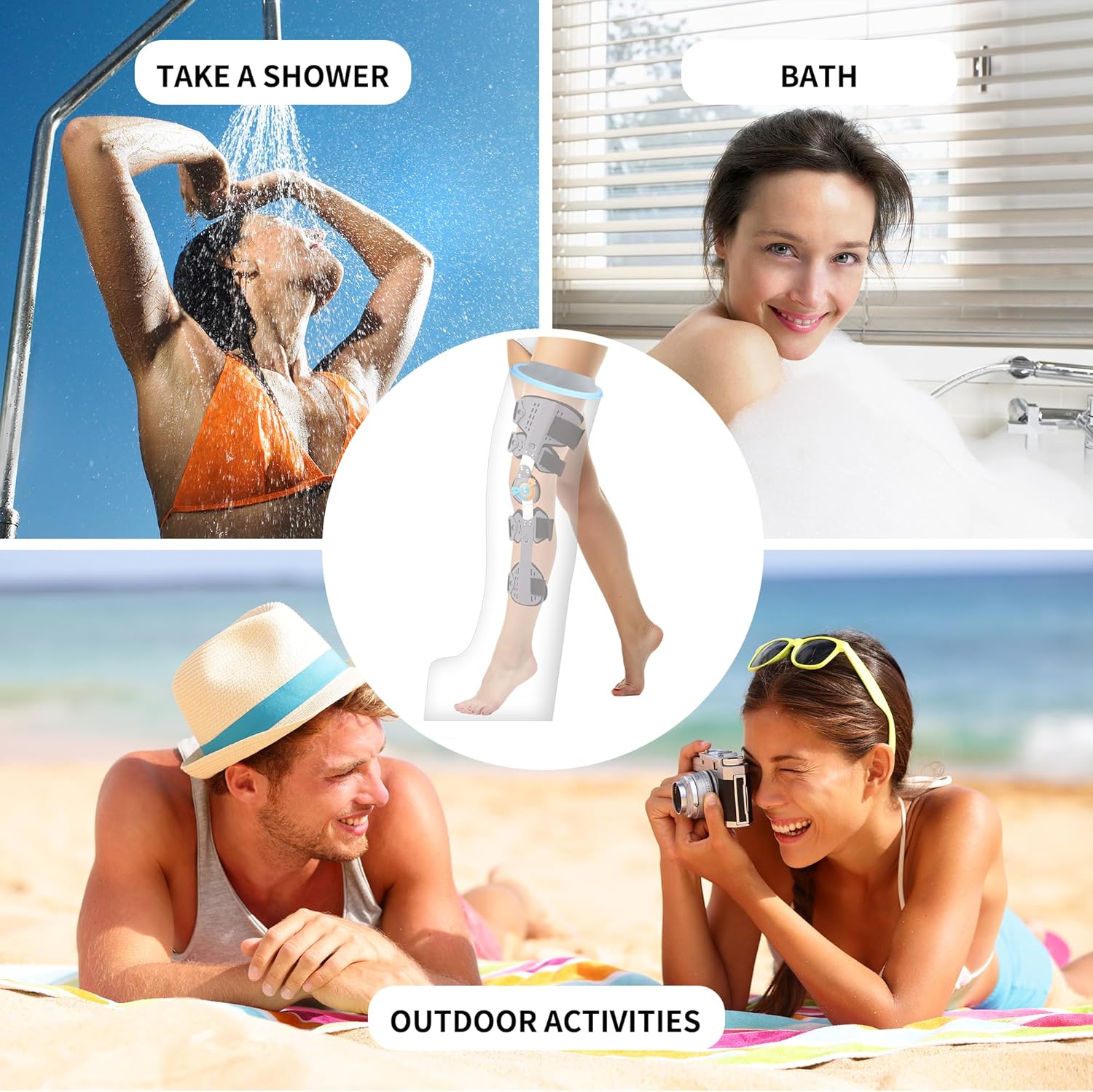 KT2105-EL Waterproof Full Leg Cast Protector for Shower, Leg Cast Cover

