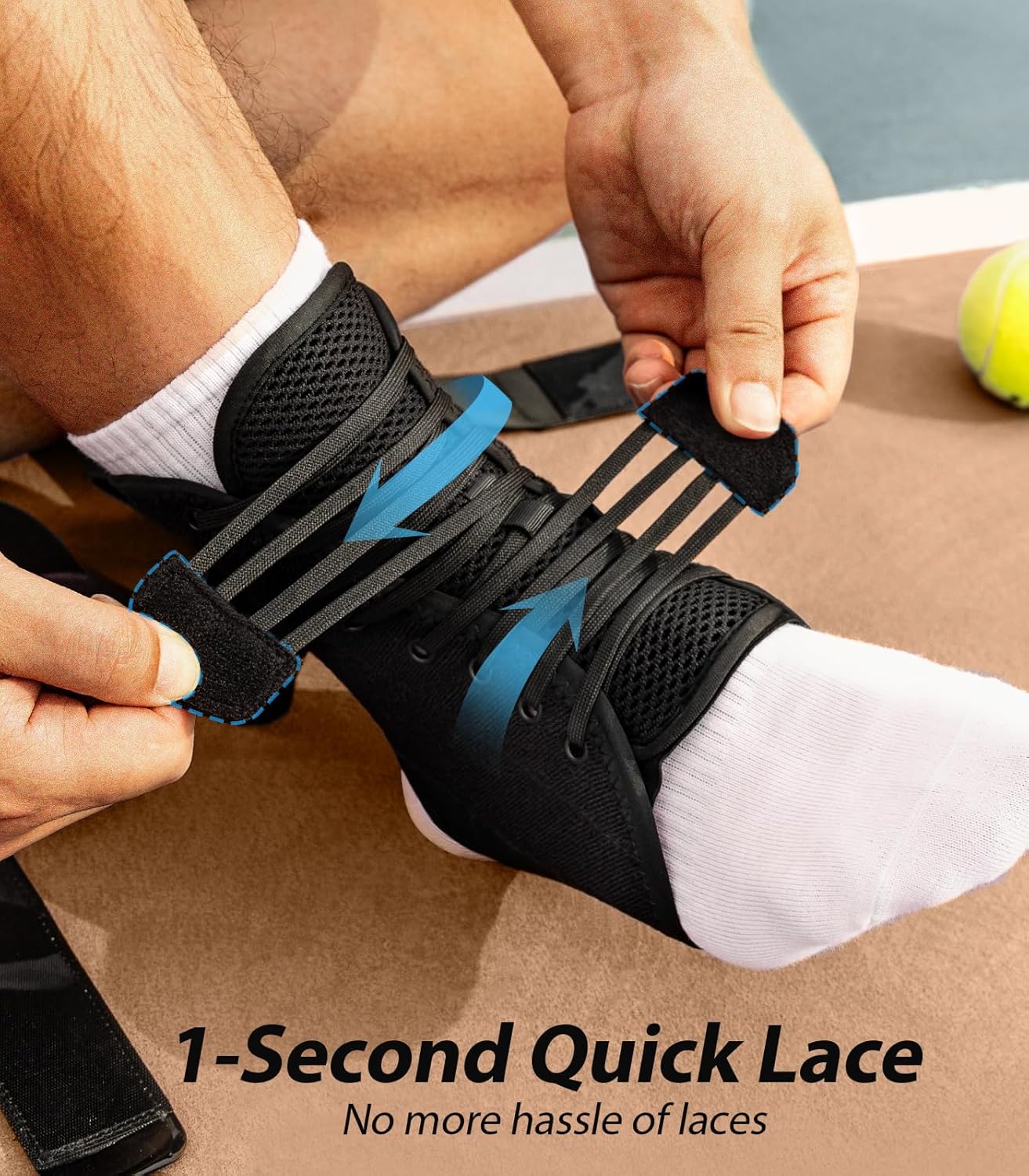 ZOELION Auto-Adaptive Ankle Brace with Flex Support and Hook-and-Loop Closure

