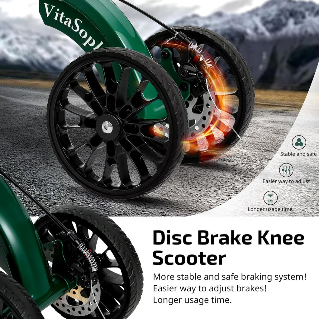 VitaSophy Steerable Knee Scooter with Disc Brake, Foldable Knee Walker for Adults

