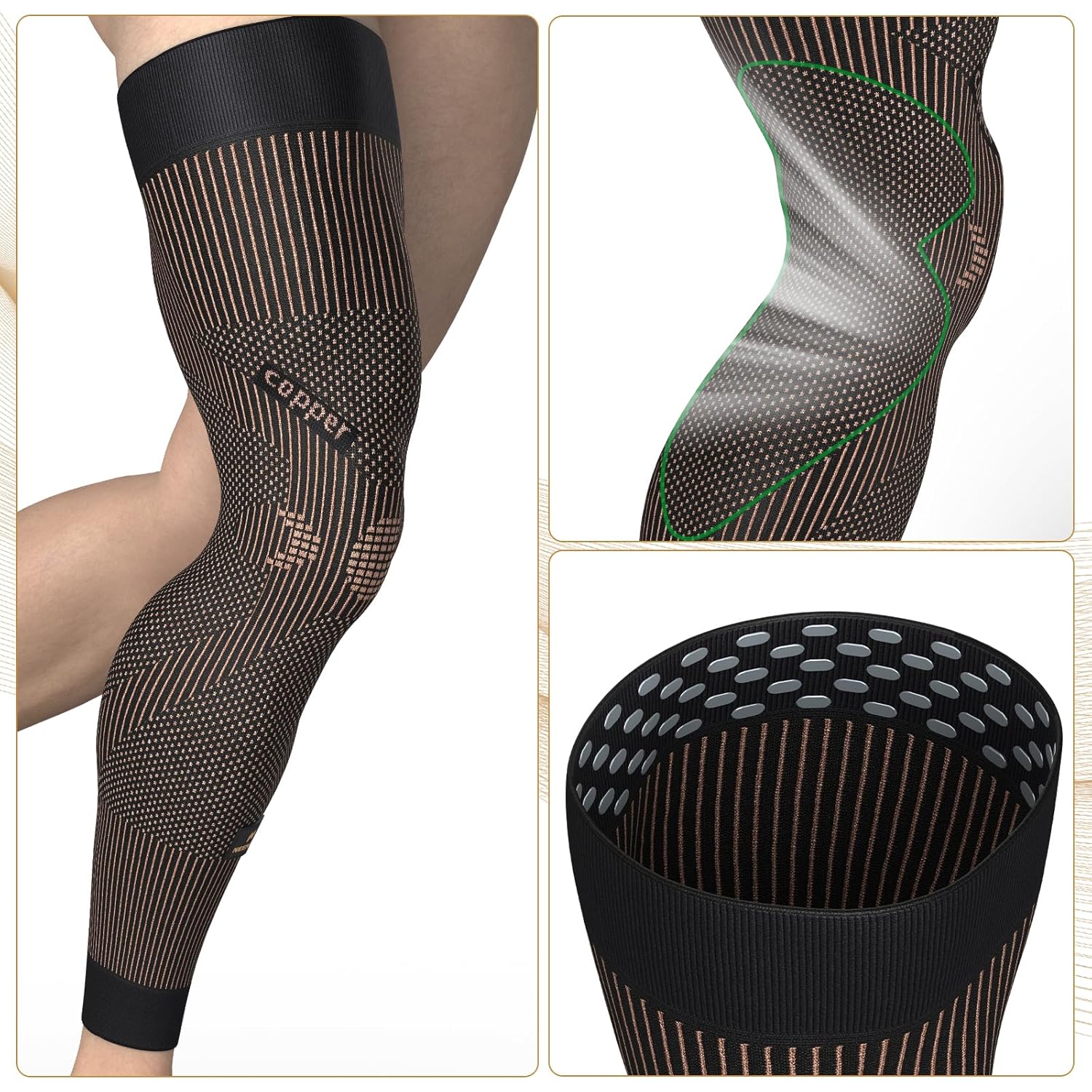 NEENCA Compression Leg Sleeve, Ion-Infused Full Leg Support for Knee Pain Relief

