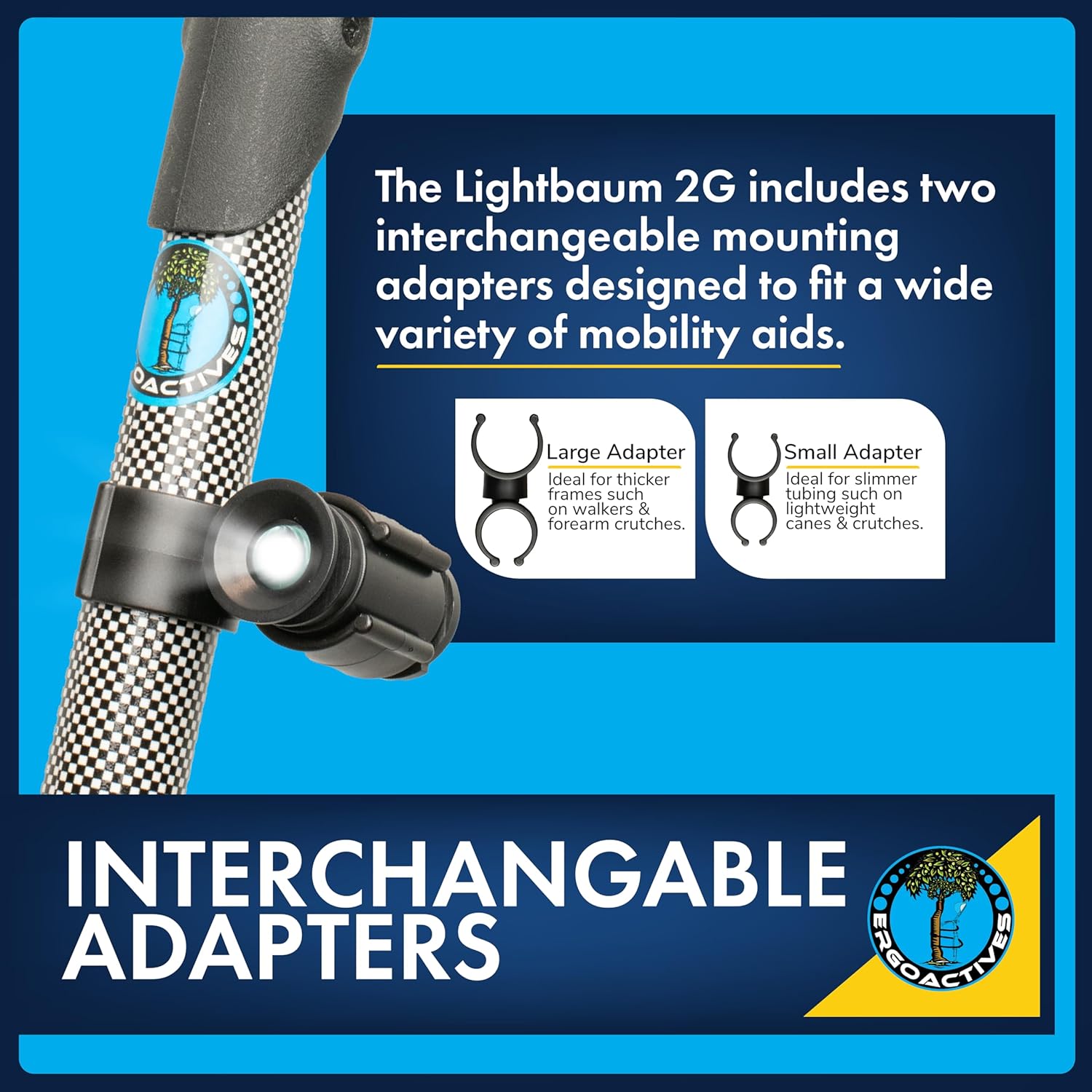LightBaum 2G LED Clip-On Flashlight for Cane, Crutch, Walker, Wheelchair


