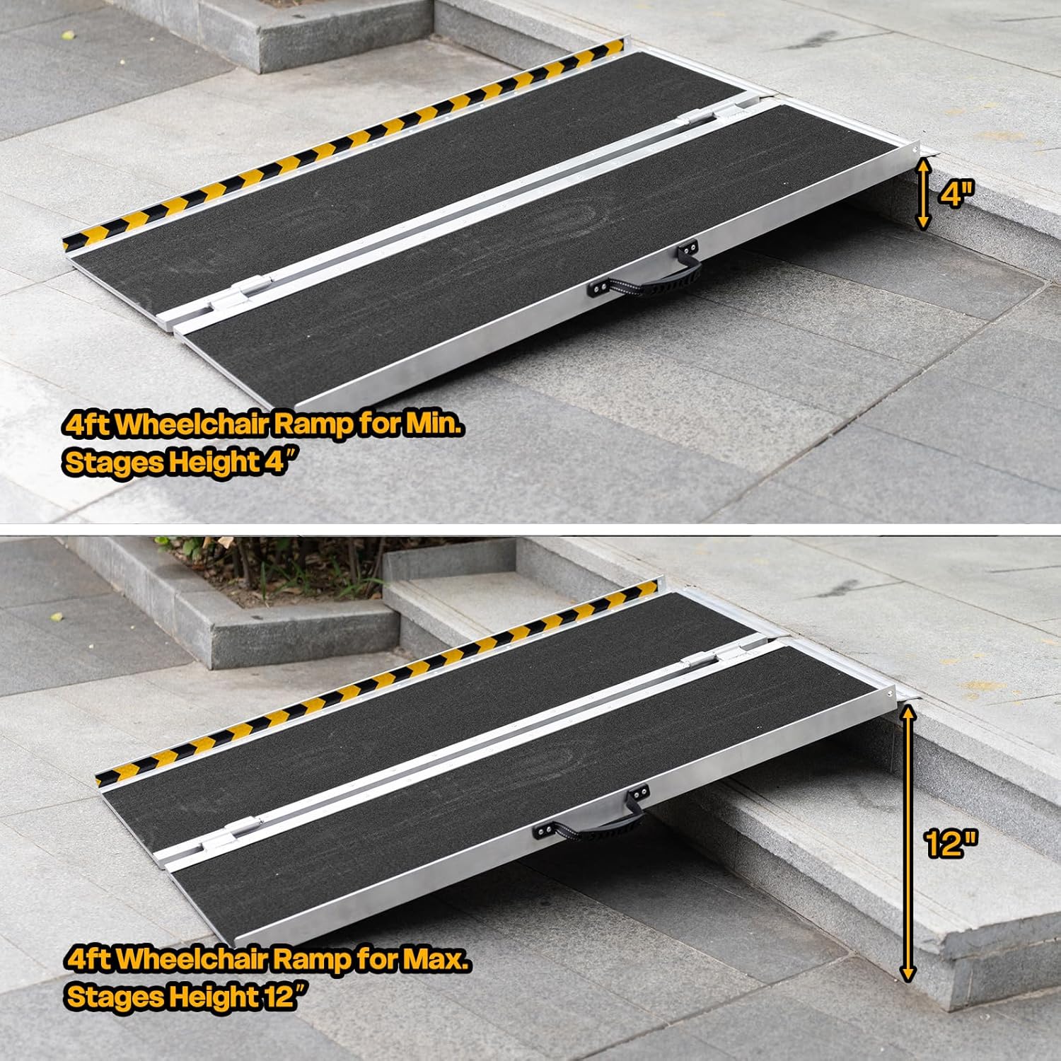 Vie Triomphe Portable Wheelchair Ramp Folding Aluminum Non-Slip Entry Ramp

