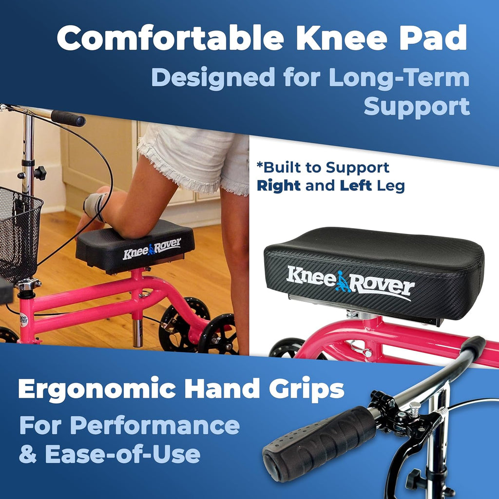KneeRover Steerable Knee Scooter, Foldable Knee Walker with Basket and Brake

