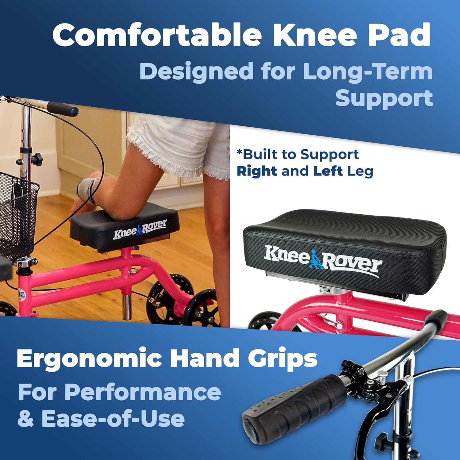 KneeRover Steerable Knee Scooter, Foldable Knee Walker with Basket and Brake

