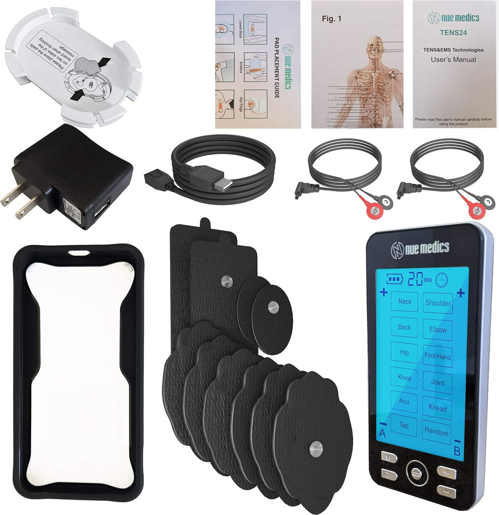 NueMedics TENS Pulse Massager, Rechargeable Muscle Stimulator, 24 Modes

