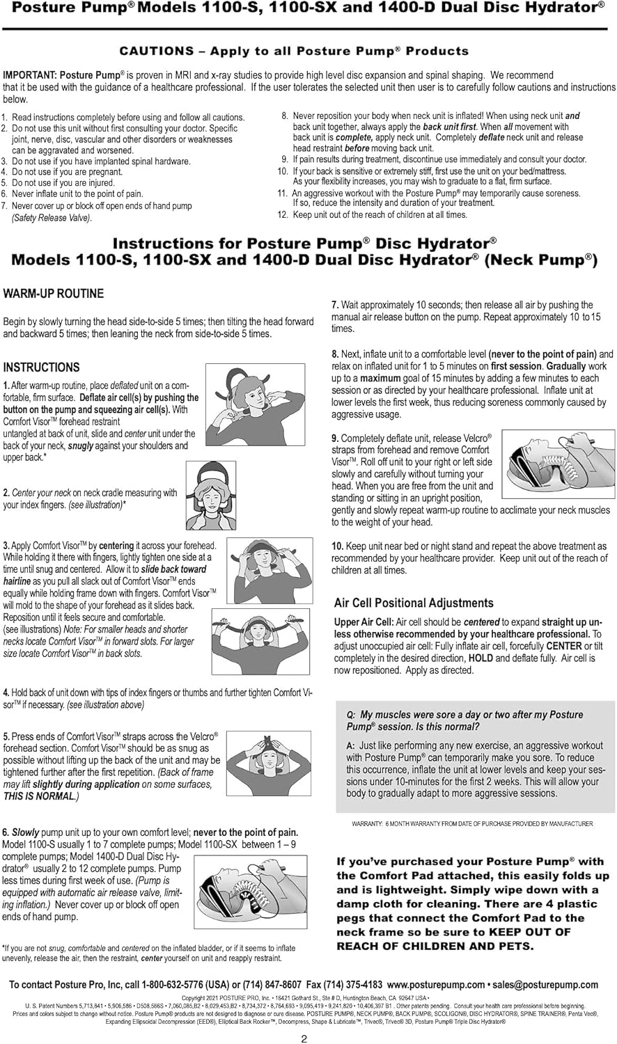 Posture Pump Dual Disc Hydrator Cervical Traction Device for Neck Decompression

