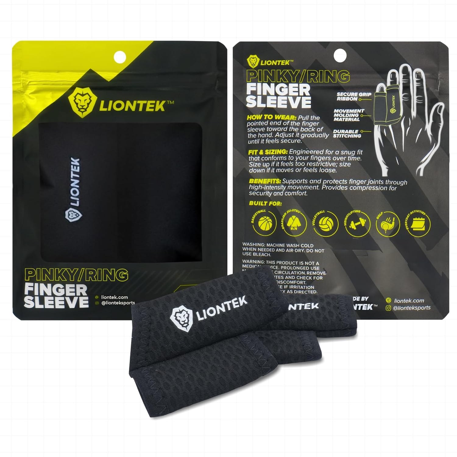 LIONTEK Flow Finger Sleeve Pair for Joint Support, Compression Splint

