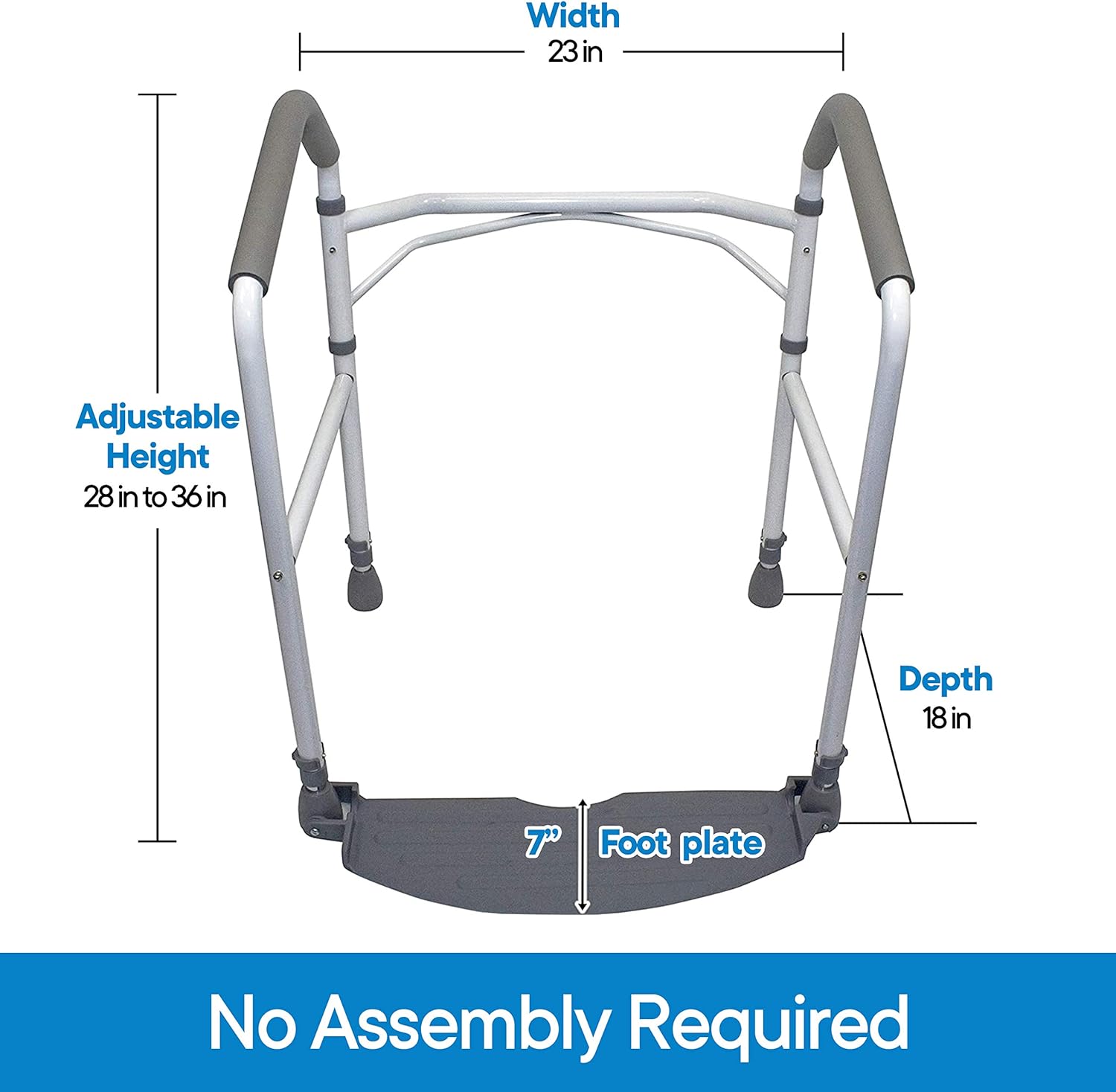 RMS Folding Portable Toilet Safety Frame with Adjustable Height Handrails

