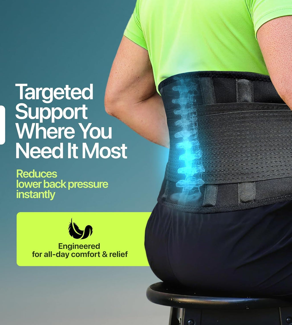 Plus Size Lower Back Brace for Lumbar Support, Adjustable Sciatica Support


