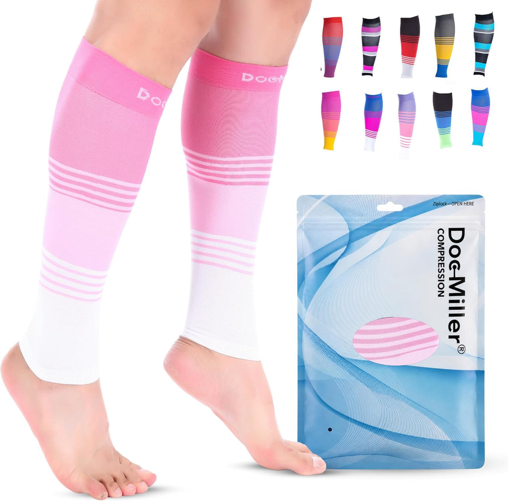 Doc Miller Graduated Compression Calf Sleeve 20–30 mmHg, Footless, 1 Pair

