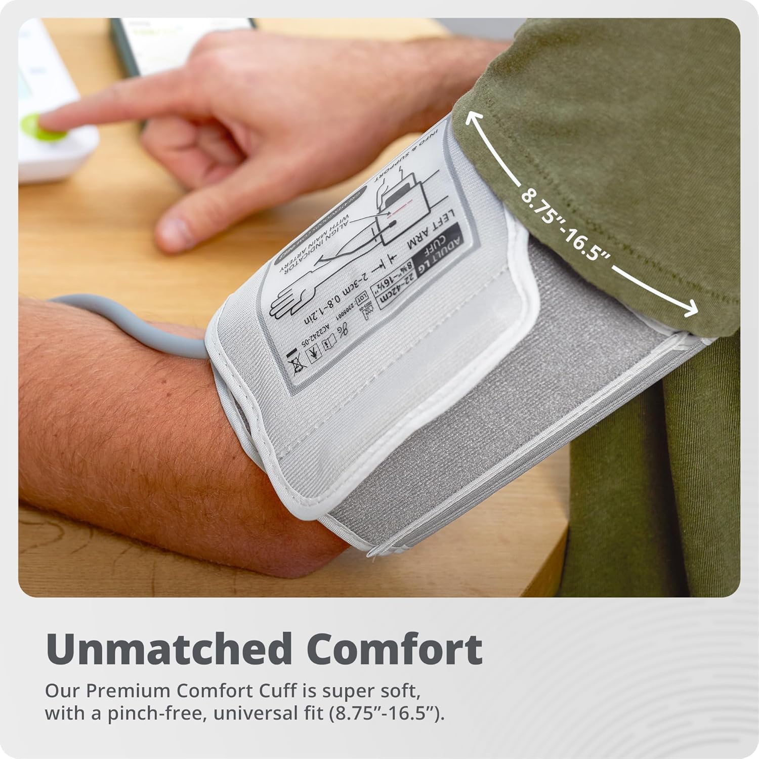Greater Goods Automatic Bluetooth Upper Arm Blood Pressure Monitor with Wide Cuff 22–42 cm


