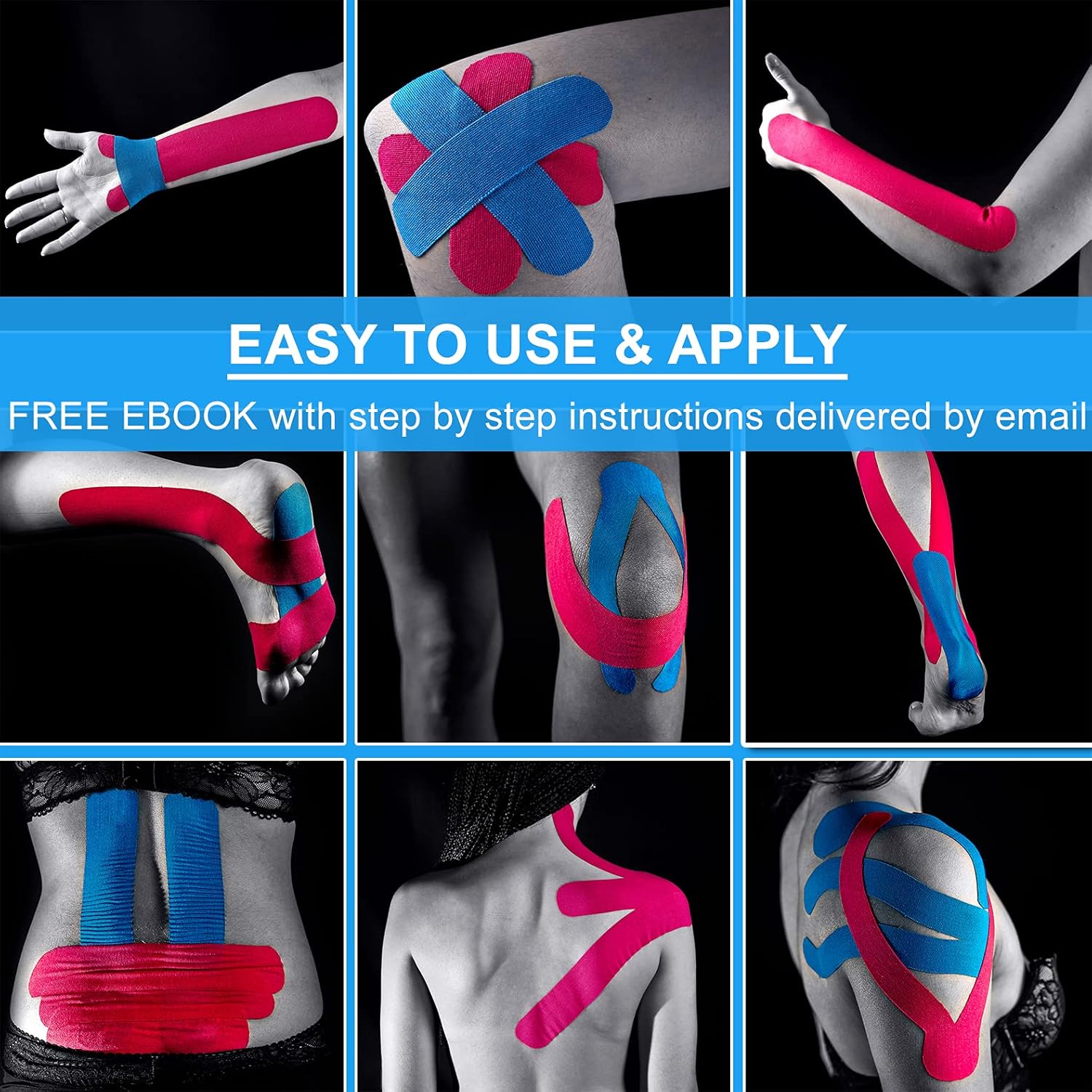 Kinesiology Tape Extra Wide 4 in x 16.4 ft Roll, Latex-Free, Waterproof

