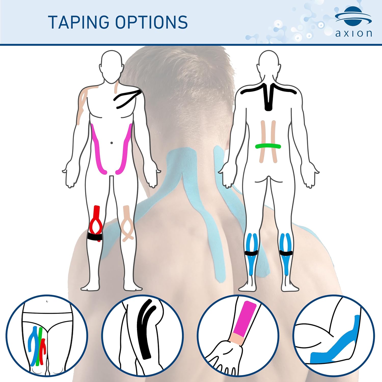 axion Kinesiology Tape cut-to-length multicolored sport tape for muscle support

