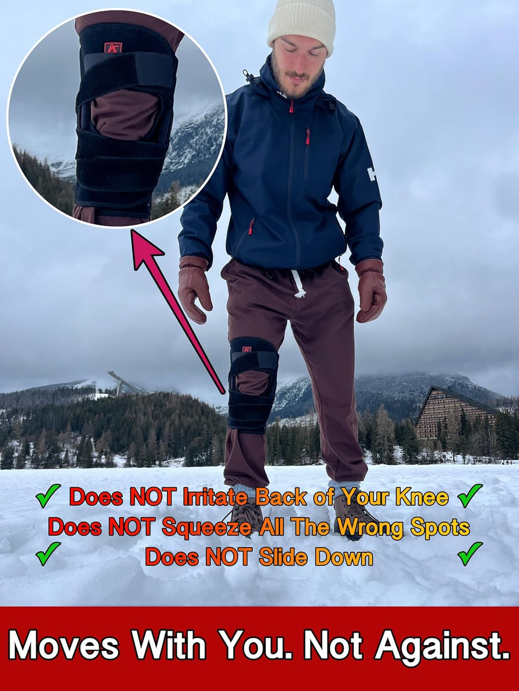 Hinged Knee Brace with Strap and Patella Stabilizers for Injury Recovery

