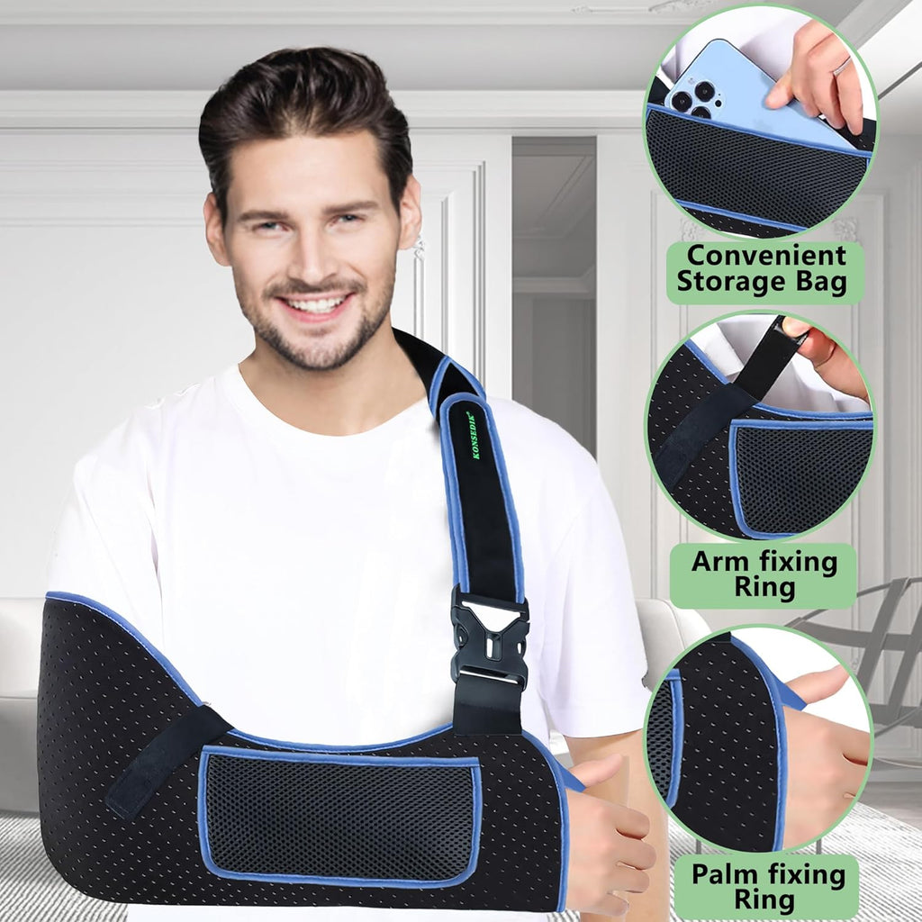 KONSEDIK Arm Shoulder Sling with Pocket Shoulder Pad for Rotator Cuff Injury Support

