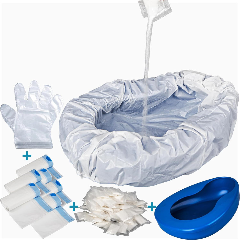 Bedpan Set with Absorbent Pads and Disposable Liners for Adults

