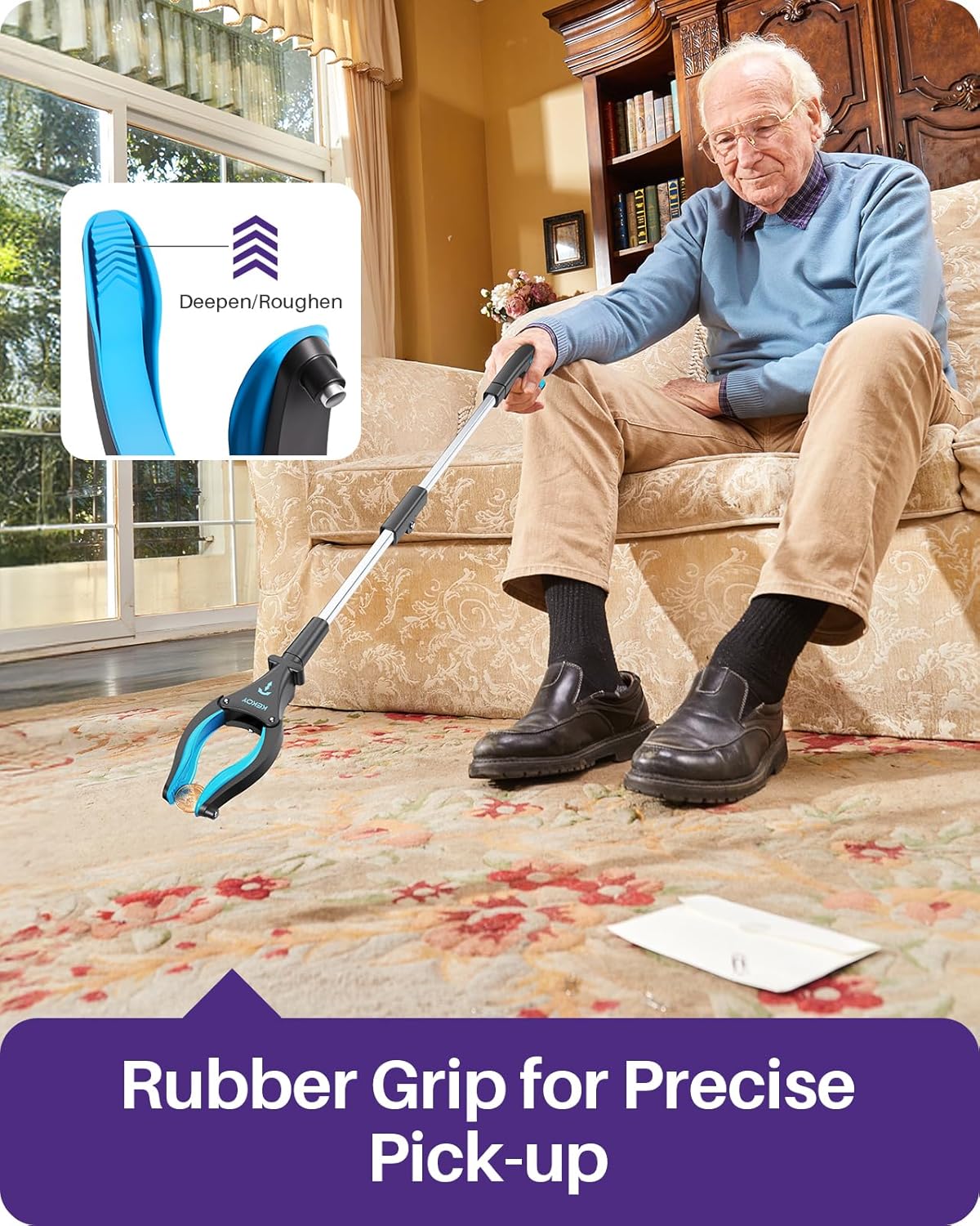 KEKOY Grabber Reacher Tool for Seniors, Foldable Pickup Stick with Magnet

