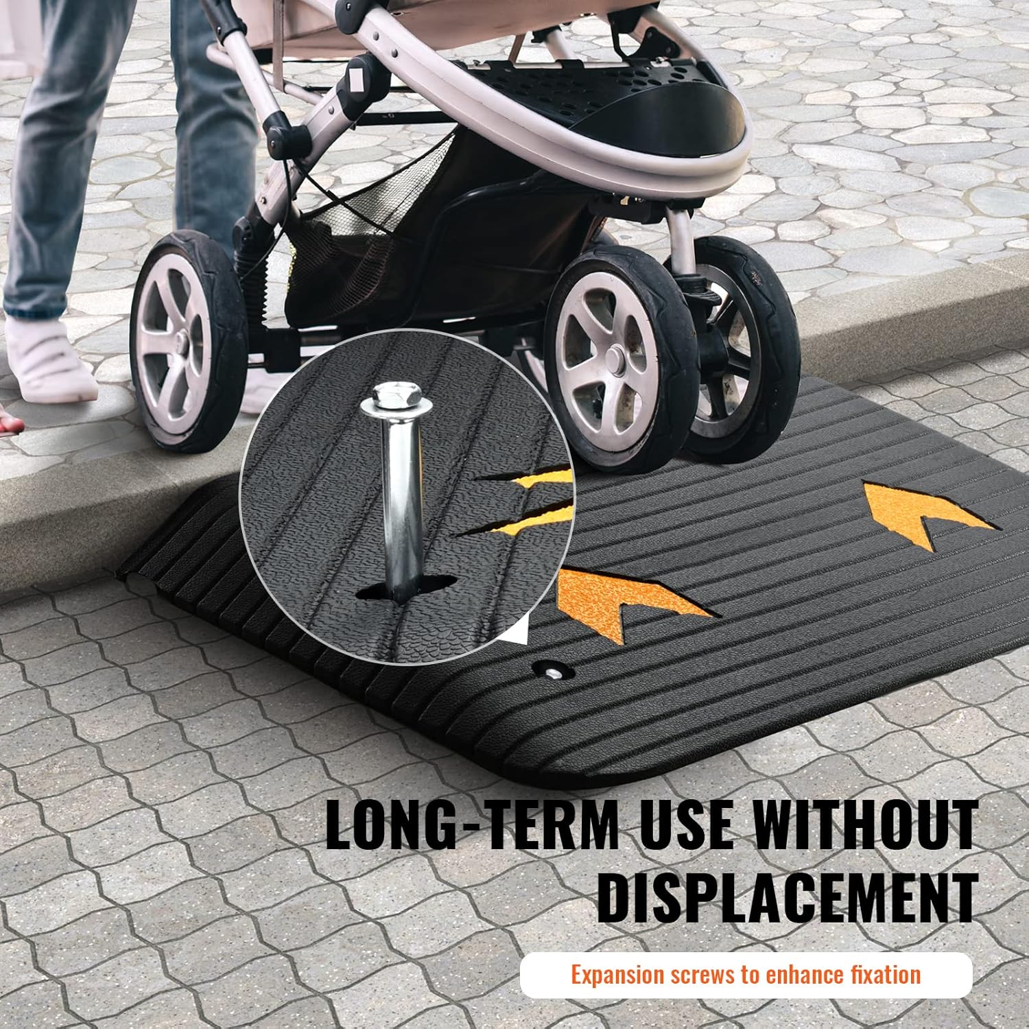 VEVOR Rubber Threshold Ramp for Wheelchair and Scooter, Non-Slip Doorway Ramp

