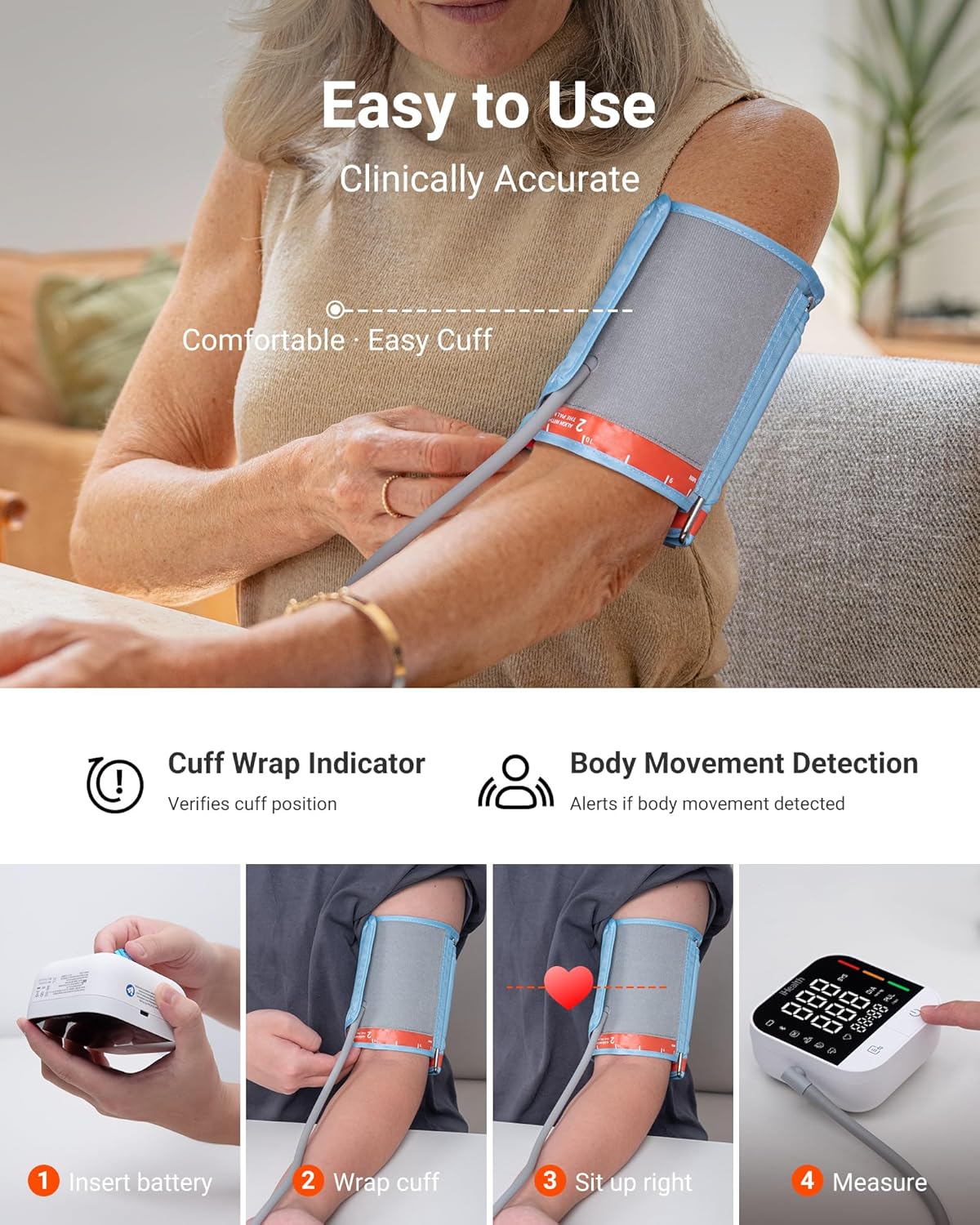 iHealth Track Pro Upper Arm Blood Pressure Monitor with Full-View LED Screen


